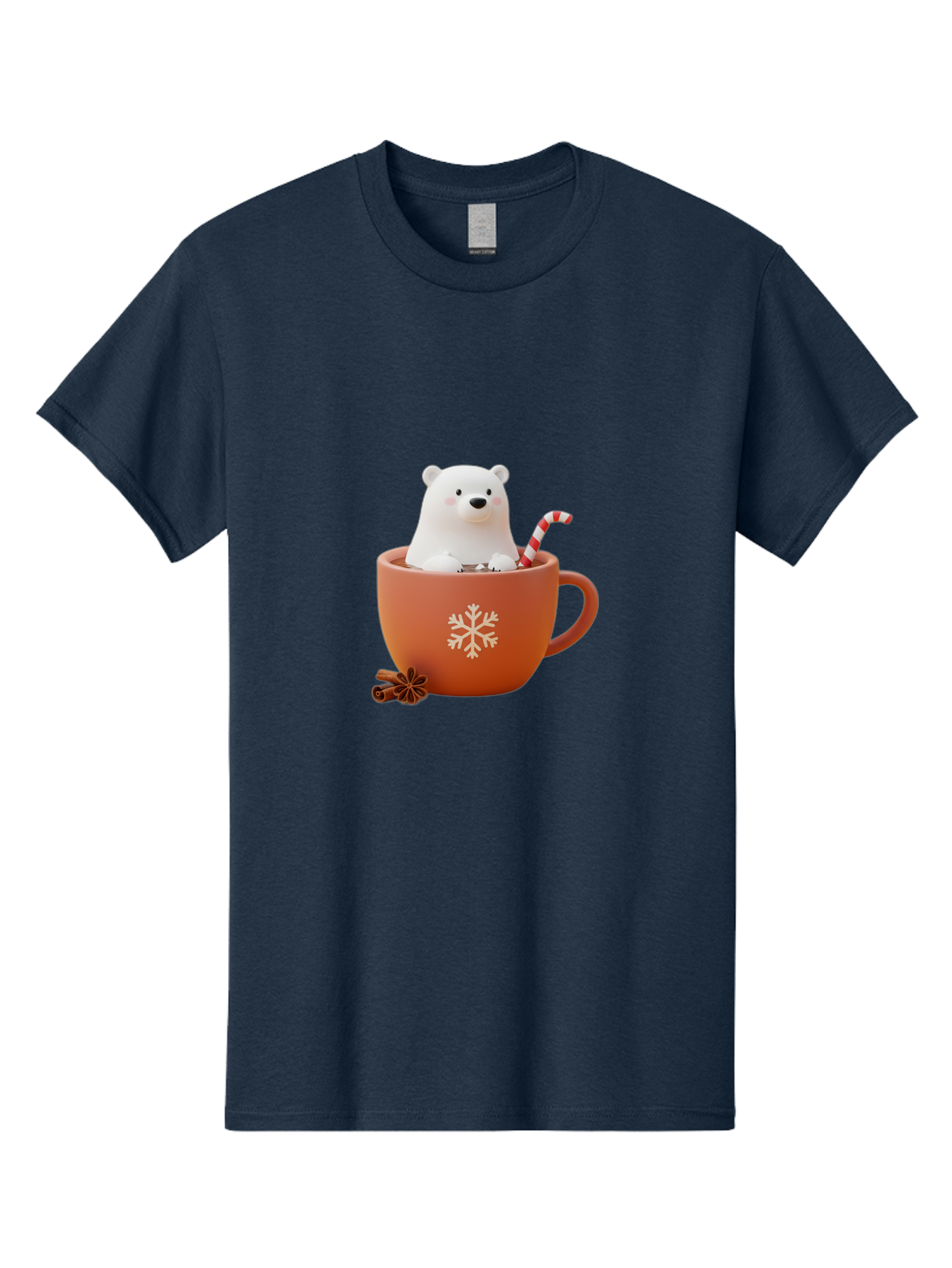Polar-Bear-In-Coffee-Mug Men'S Graphic Tee, 100% Cotton, Comfortable Casual Summer Wear, Machine Washable, Polar Bear In A Mug, Festive Drink, Candy Cane, Snowflake Design, Winter Wonderland, Holiday Cheer, Adorable Bear, Red Mug, Bae654