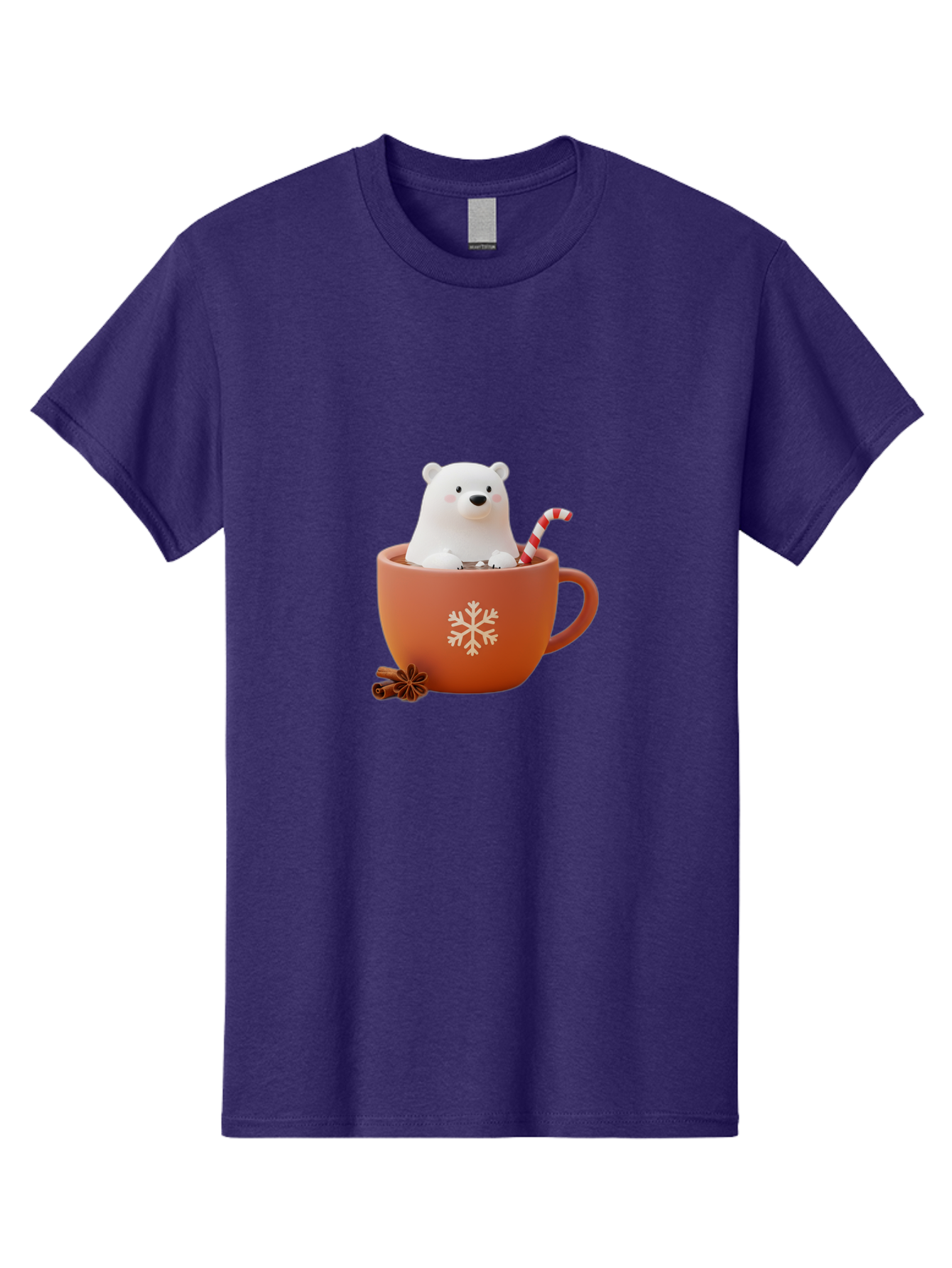 Polar-Bear-In-Coffee-Mug Men'S Graphic Tee, 100% Cotton, Comfortable Casual Summer Wear, Machine Washable, Polar Bear In A Mug, Festive Drink, Candy Cane, Snowflake Design, Winter Wonderland, Holiday Cheer, Adorable Bear, Red Mug, Bae654
