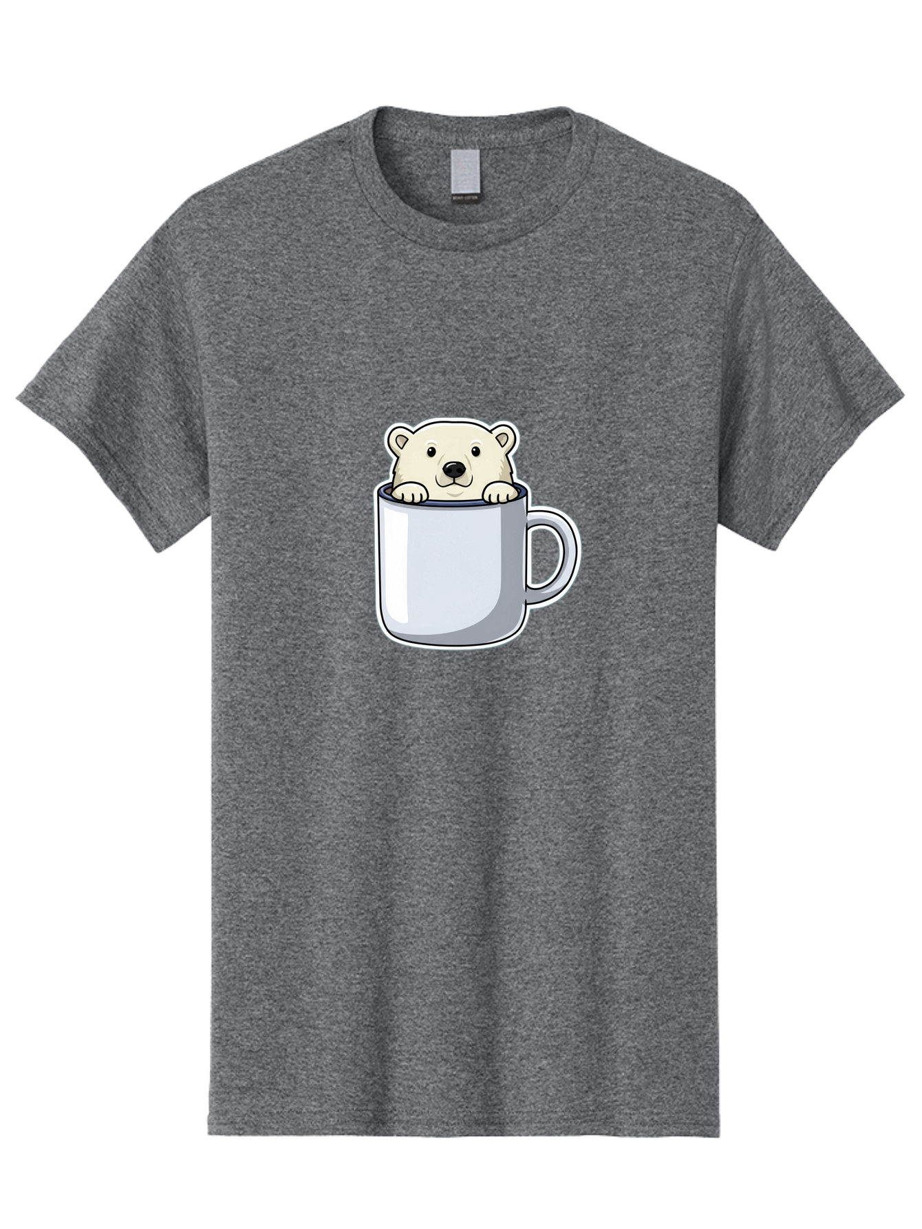 Polar-Bear-In-Mug-2 Men'S Graphic Tee, 100% Cotton, Comfortable Casual Summer Wear, Machine Washable, Polar Bear In Coffee Mug, Cartoon Character, Cute Animal, Funny Illustration, Coffee Break, Morning Routine, Office Humor, Creative Design, Bae656