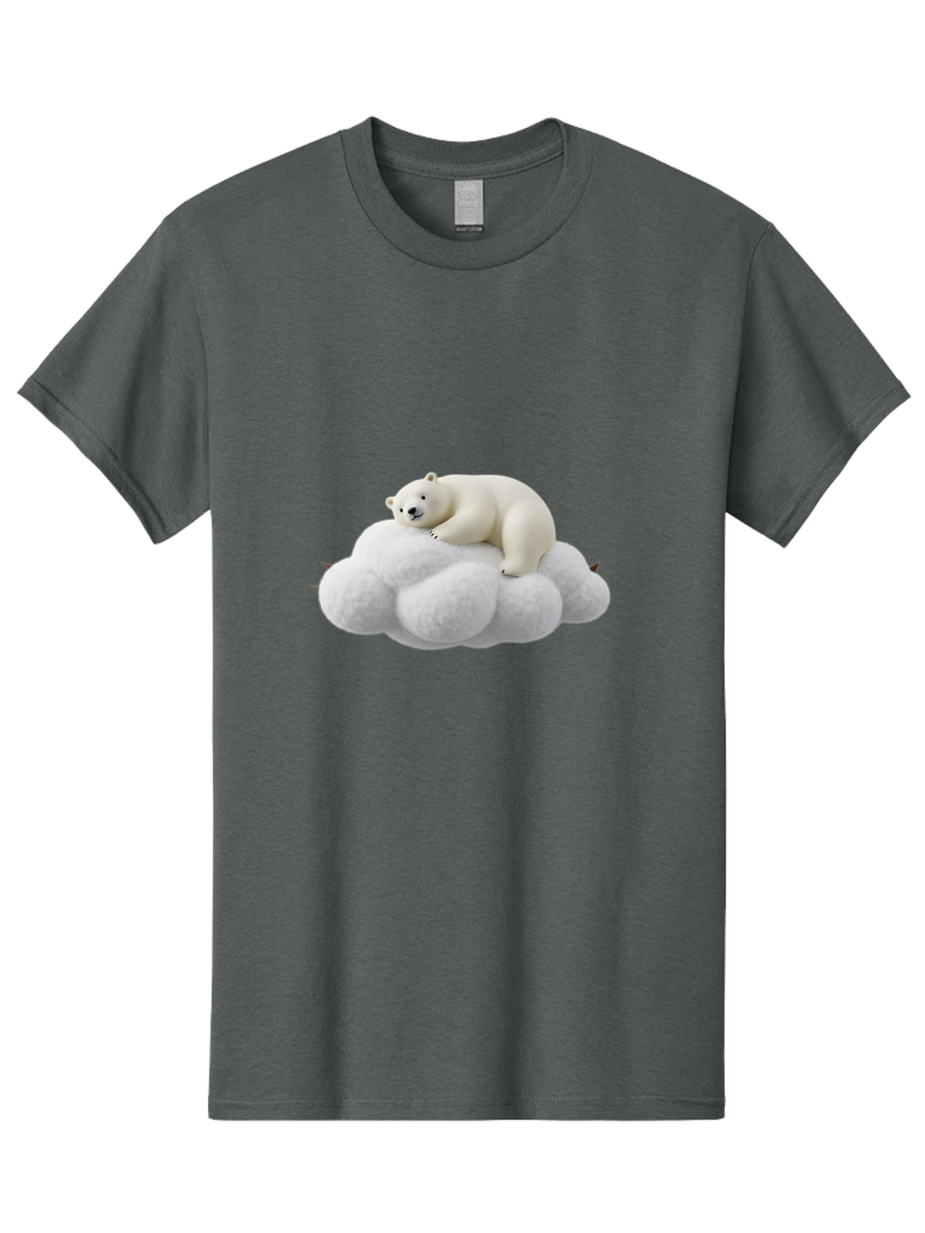 Polar-Bear-On-Cloud-1 Men'S Graphic Tee, 100% Cotton, Comfortable Casual Summer Wear, Machine Washable, Polar Bear Resting On Fluffy White Cloud, Serene Atmosphere, Dreamy Scene, Cute Wildlife, Peaceful Slumber, Adorable Polar Bear Bae660