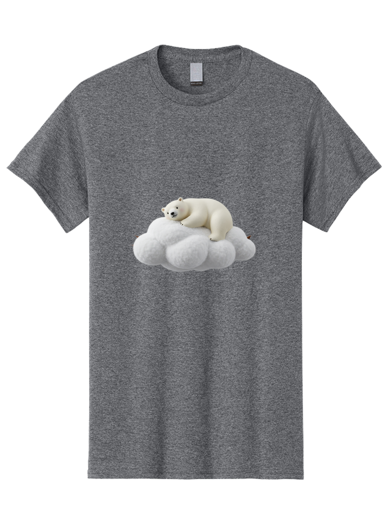 Polar-Bear-On-Cloud-1 Men'S Graphic Tee, 100% Cotton, Comfortable Casual Summer Wear, Machine Washable, Polar Bear Resting On Fluffy White Cloud, Serene Atmosphere, Dreamy Scene, Cute Wildlife, Peaceful Slumber, Adorable Polar Bear Bae660