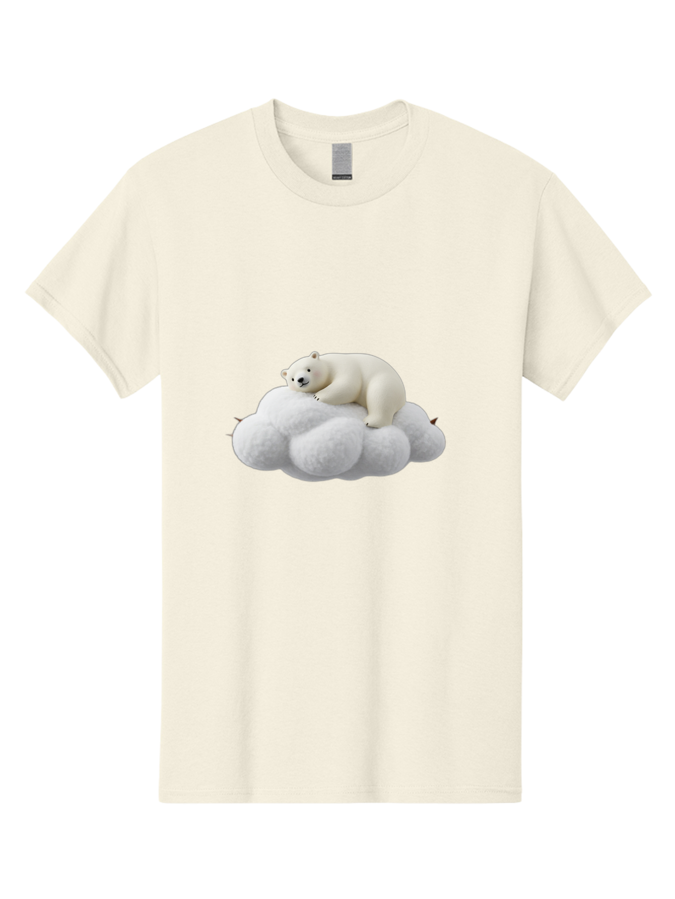 Polar-Bear-On-Cloud-1 Men'S Graphic Tee, 100% Cotton, Comfortable Casual Summer Wear, Machine Washable, Polar Bear Resting On Fluffy White Cloud, Serene Atmosphere, Dreamy Scene, Cute Wildlife, Peaceful Slumber, Adorable Polar Bear Bae660