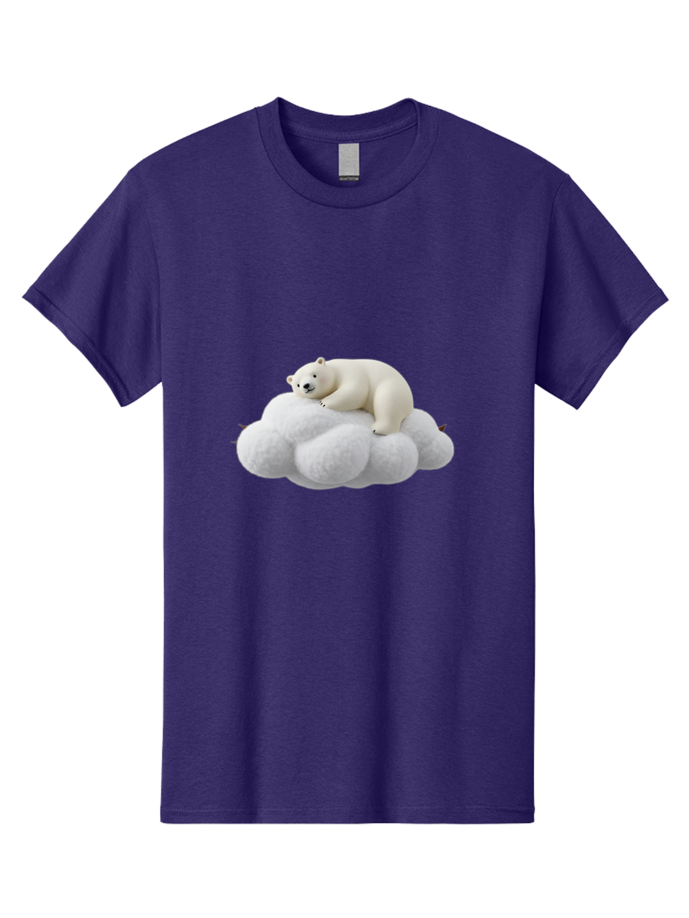 Polar-Bear-On-Cloud-1 Men'S Graphic Tee, 100% Cotton, Comfortable Casual Summer Wear, Machine Washable, Polar Bear Resting On Fluffy White Cloud, Serene Atmosphere, Dreamy Scene, Cute Wildlife, Peaceful Slumber, Adorable Polar Bear Bae660