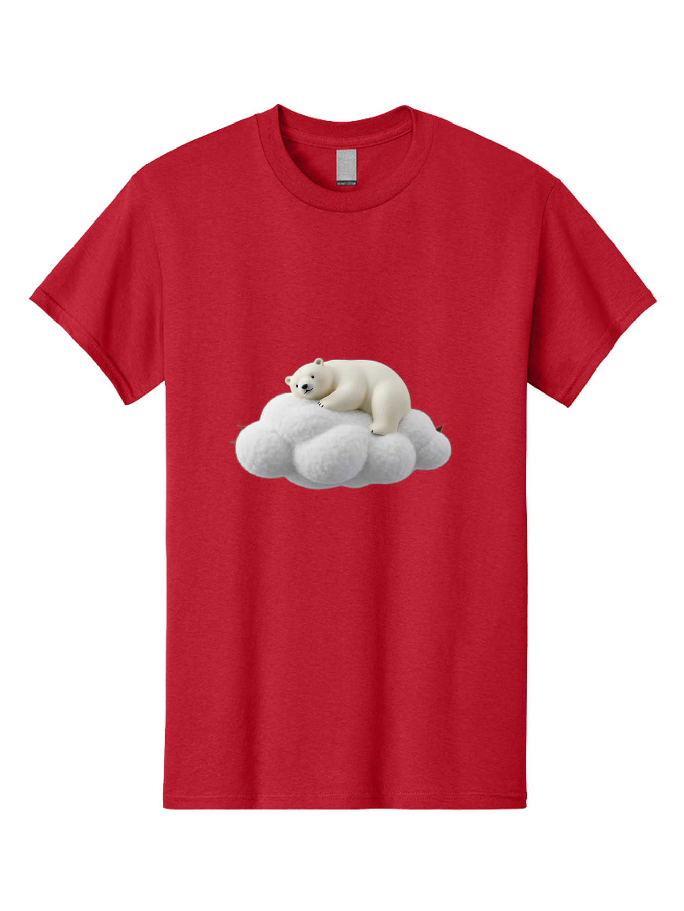 Polar-Bear-On-Cloud-1 Men'S Graphic Tee, 100% Cotton, Comfortable Casual Summer Wear, Machine Washable, Polar Bear Resting On Fluffy White Cloud, Serene Atmosphere, Dreamy Scene, Cute Wildlife, Peaceful Slumber, Adorable Polar Bear Bae660