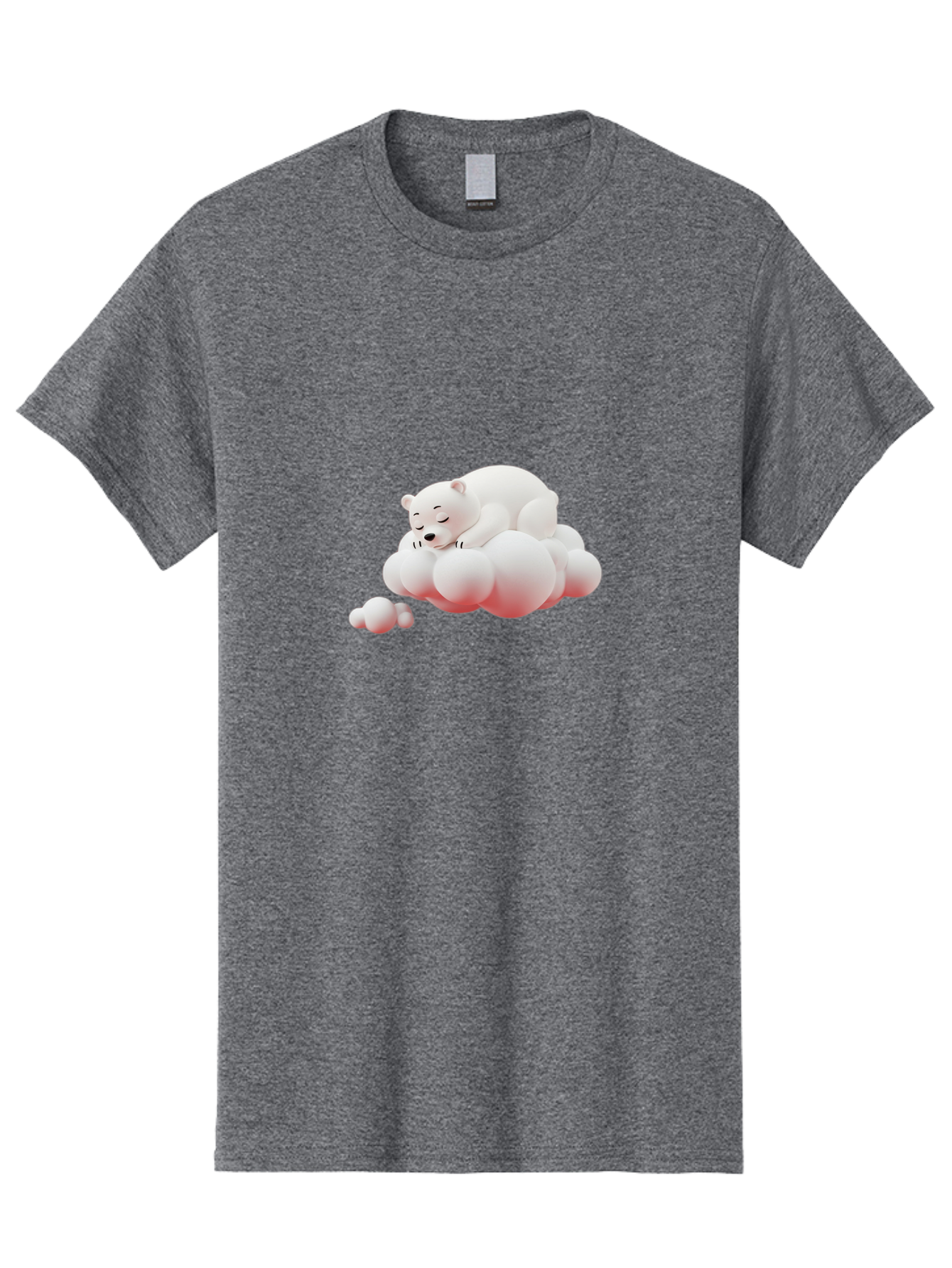 Polar-Bear-On-Cloud-2 Men'S Graphic Tee, 100% Cotton, Comfortable Casual Summer Wear, Machine Washable, Sleeping Polar Bear, Cartoon Character, Fluffy Clouds, Peaceful Scene, Adorable Animal, Dreamy Atmosphere, Cute Illustration, Digital Art, Bae661