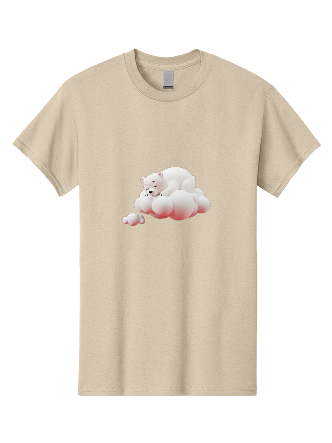 Polar-Bear-On-Cloud-2 Men'S Graphic Tee, 100% Cotton, Comfortable Casual Summer Wear, Machine Washable, Sleeping Polar Bear, Cartoon Character, Fluffy Clouds, Peaceful Scene, Adorable Animal, Dreamy Atmosphere, Cute Illustration, Digital Art, Bae661