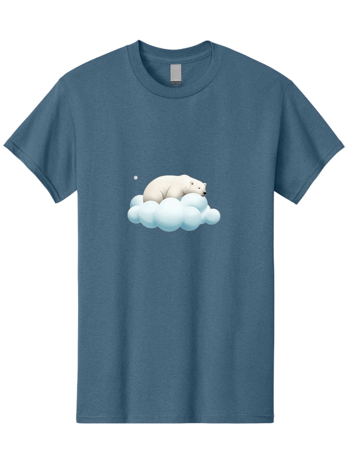 Polar-Bear-On-Cloud-3 Men'S Graphic Tee, 100% Cotton, Comfortable Casual Summer Wear, Machine Washable, Sleeping Polar Bear, Cloud, Serene Scene, Cute Cartoon, Digital Art, Fluffy Clouds, Polar Bear On Cloud, Dreamy Atmosphere, Bae662