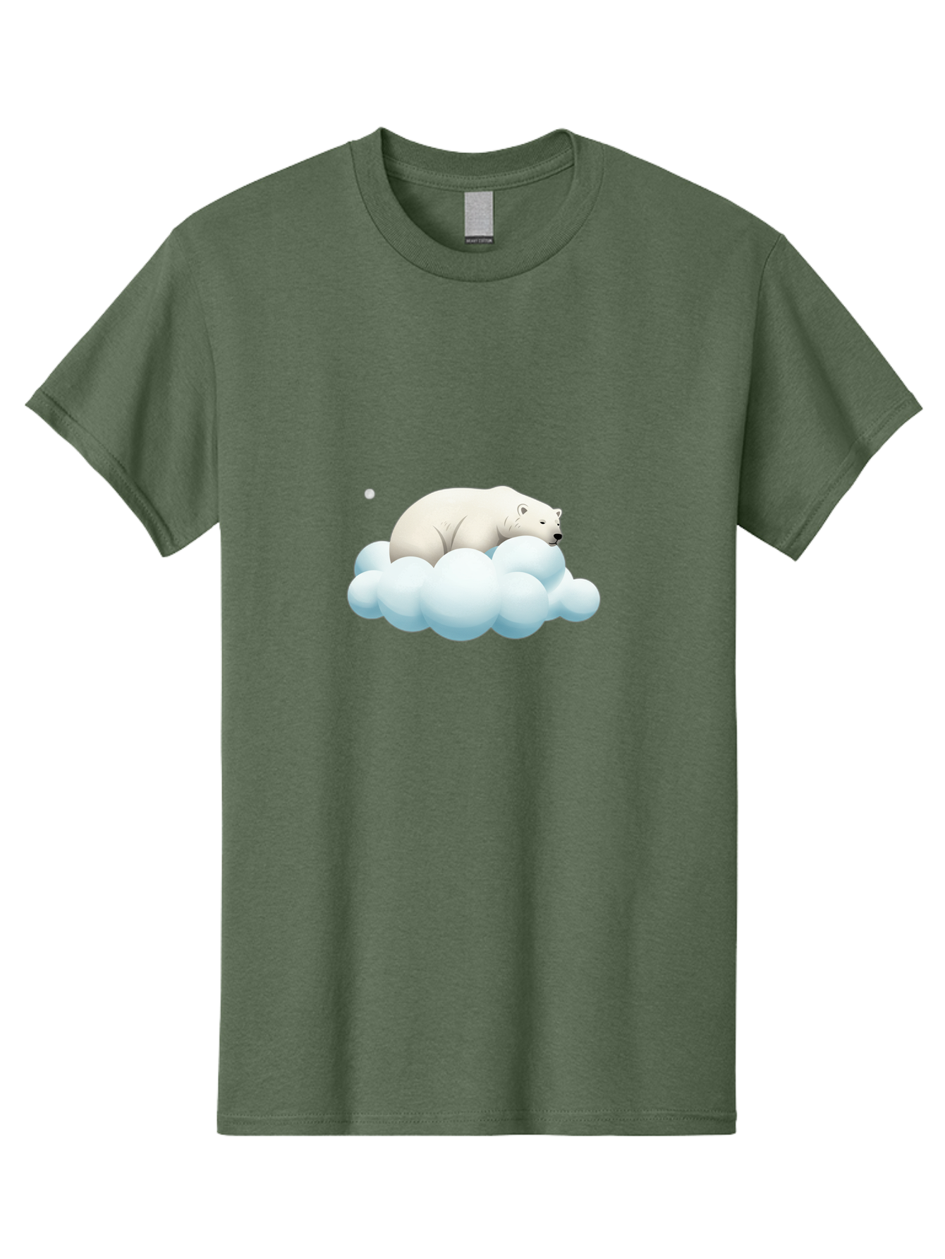 Polar-Bear-On-Cloud-3 Men'S Graphic Tee, 100% Cotton, Comfortable Casual Summer Wear, Machine Washable, Sleeping Polar Bear, Cloud, Serene Scene, Cute Cartoon, Digital Art, Fluffy Clouds, Polar Bear On Cloud, Dreamy Atmosphere, Bae662