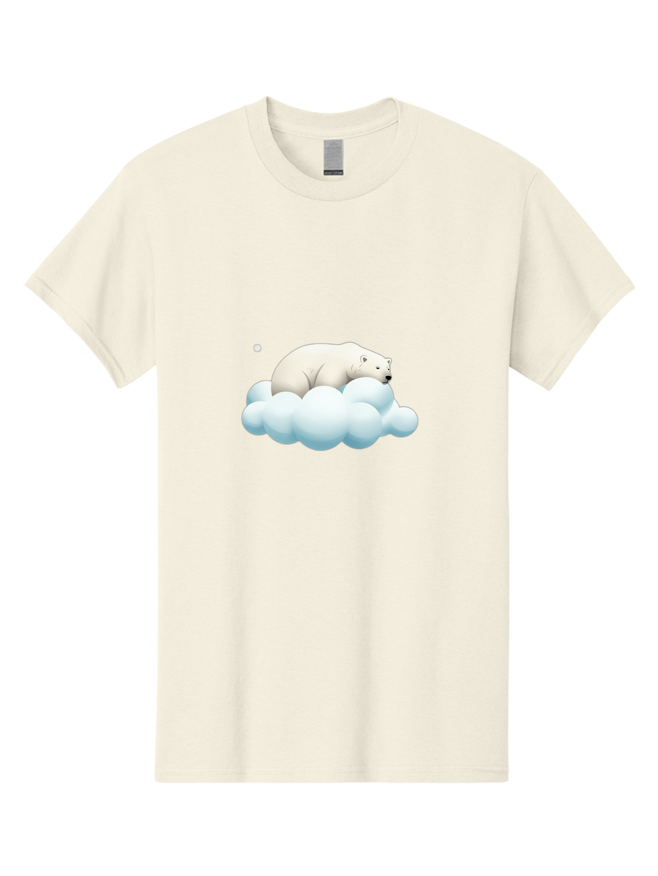 Polar-Bear-On-Cloud-3 Men'S Graphic Tee, 100% Cotton, Comfortable Casual Summer Wear, Machine Washable, Sleeping Polar Bear, Cloud, Serene Scene, Cute Cartoon, Digital Art, Fluffy Clouds, Polar Bear On Cloud, Dreamy Atmosphere, Bae662