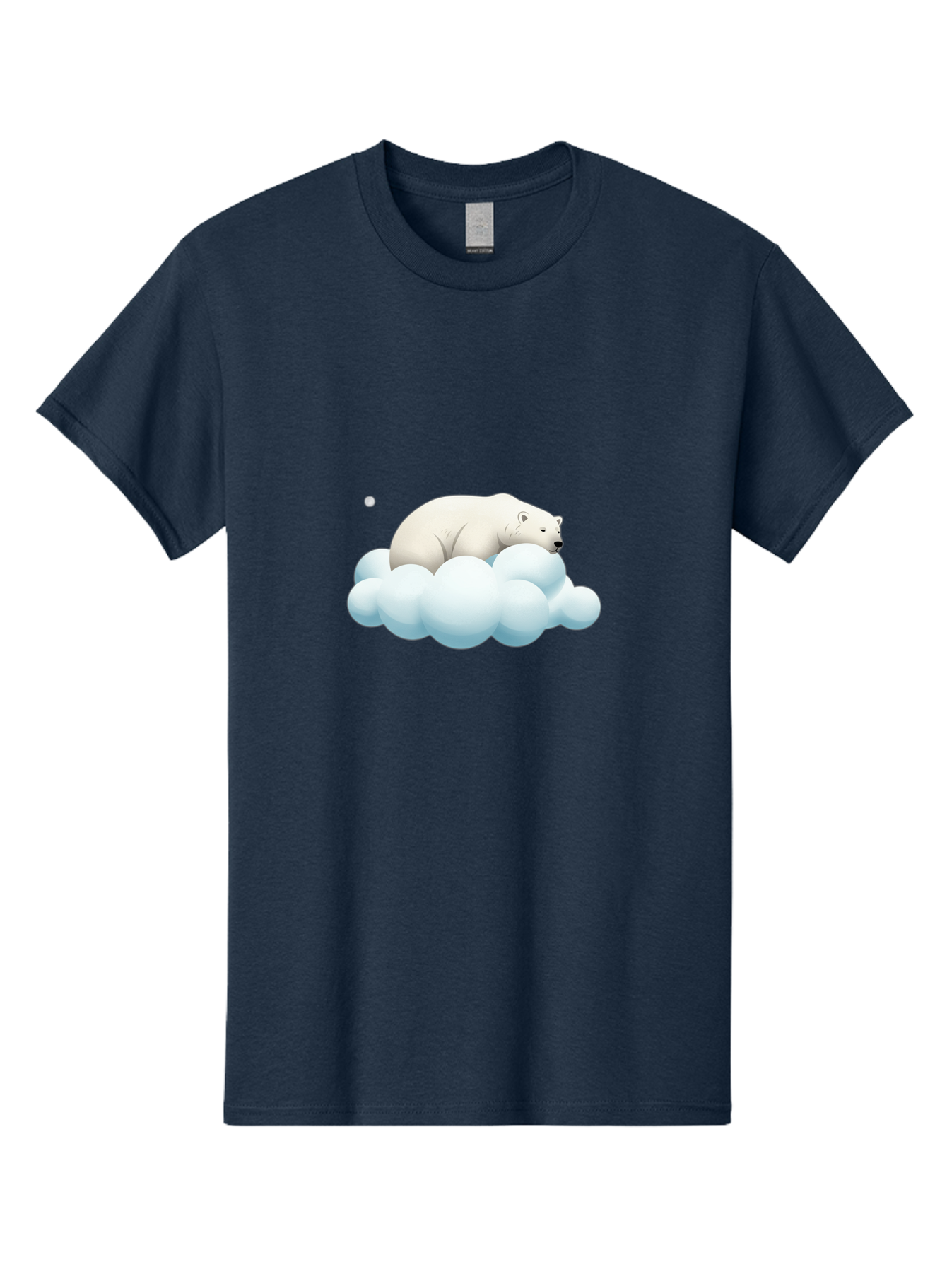 Polar-Bear-On-Cloud-3 Men'S Graphic Tee, 100% Cotton, Comfortable Casual Summer Wear, Machine Washable, Sleeping Polar Bear, Cloud, Serene Scene, Cute Cartoon, Digital Art, Fluffy Clouds, Polar Bear On Cloud, Dreamy Atmosphere, Bae662