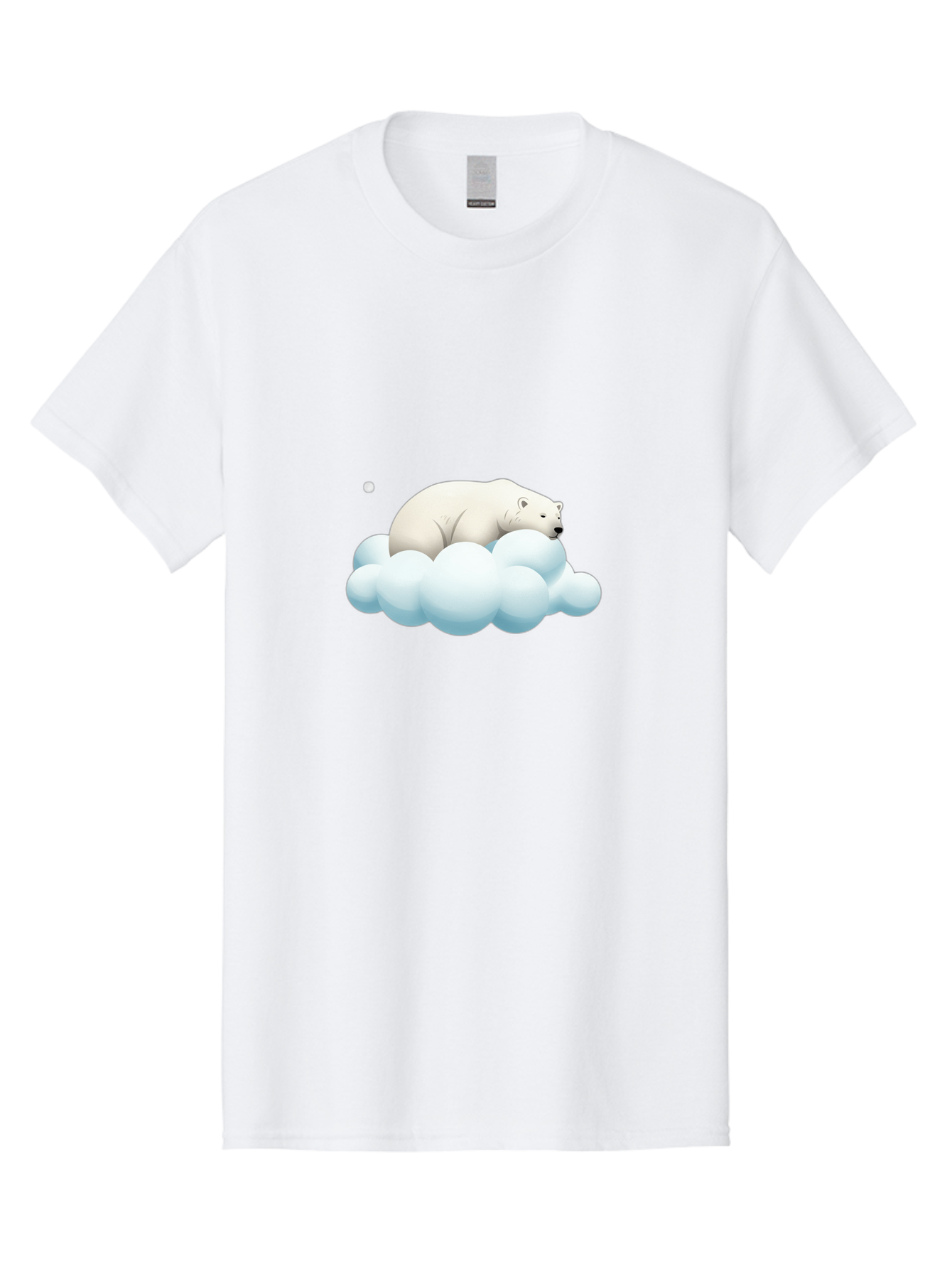 Polar-Bear-On-Cloud-3 Men'S Graphic Tee, 100% Cotton, Comfortable Casual Summer Wear, Machine Washable, Sleeping Polar Bear, Cloud, Serene Scene, Cute Cartoon, Digital Art, Fluffy Clouds, Polar Bear On Cloud, Dreamy Atmosphere, Bae662