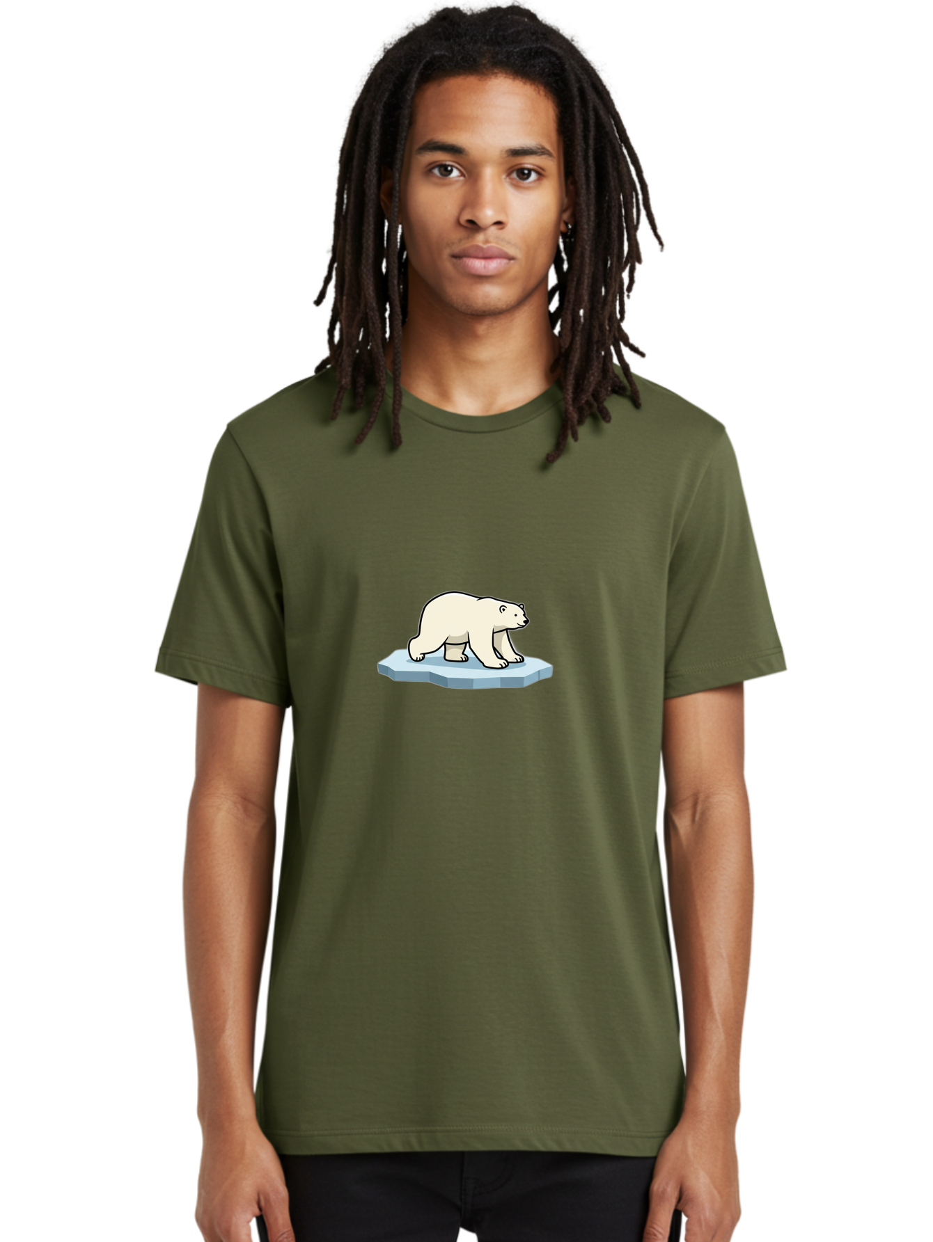 Polar-Bear-On-Iceberg-1 Men'S Graphic Tee, 100% Cotton, Comfortable Casual Summer Wear, Machine Washable, Polar Bear On Ice, Arctic Wildlife, Cartoon Polar Bear, Ice Floe, Cold Climate, Winter Scene, Wild Animal, Polar Bear Walking Bae664