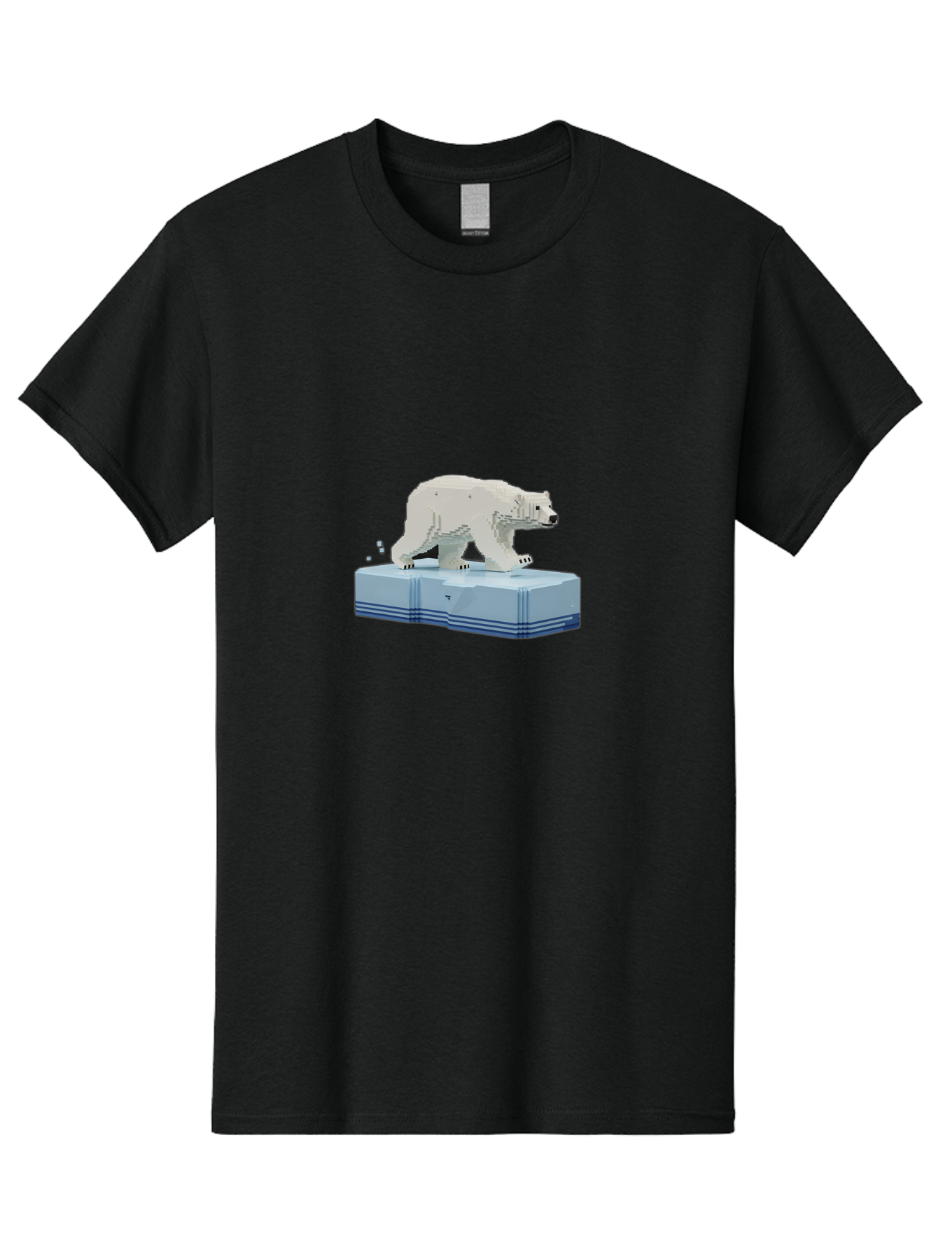 Polar-Bear-On-Iceberg-2 Men'S Graphic Tee, 100% Cotton, Comfortable Casual Summer Wear, Machine Washable, Polar Bear On Ice, 3D Model, White Bear, Arctic Wildlife, Frozen Landscape, Icy Platform, Digital Art, Low Poly, Pixelated Effect, Bae665