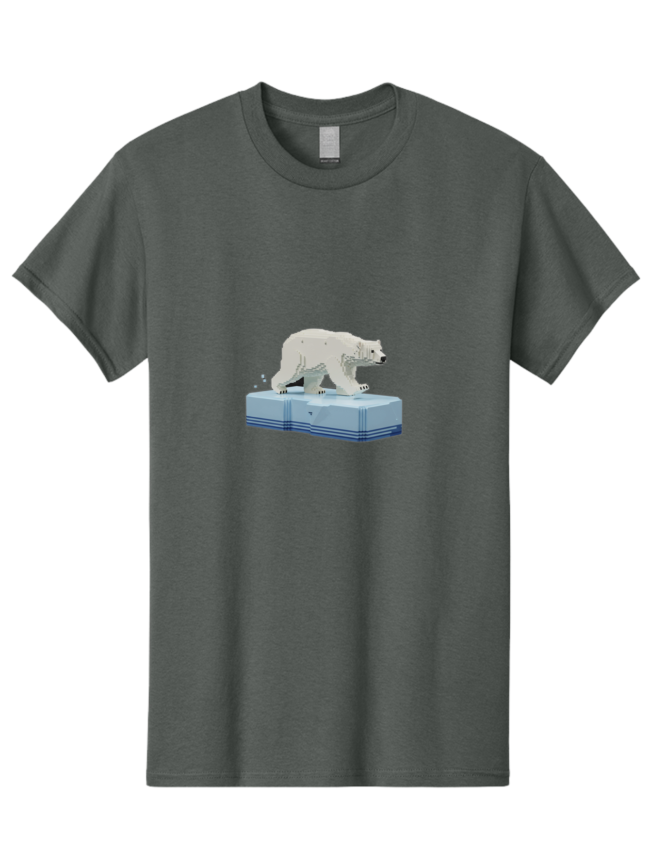 Polar-Bear-On-Iceberg-2 Men'S Graphic Tee, 100% Cotton, Comfortable Casual Summer Wear, Machine Washable, Polar Bear On Ice, 3D Model, White Bear, Arctic Wildlife, Frozen Landscape, Icy Platform, Digital Art, Low Poly, Pixelated Effect, Bae665