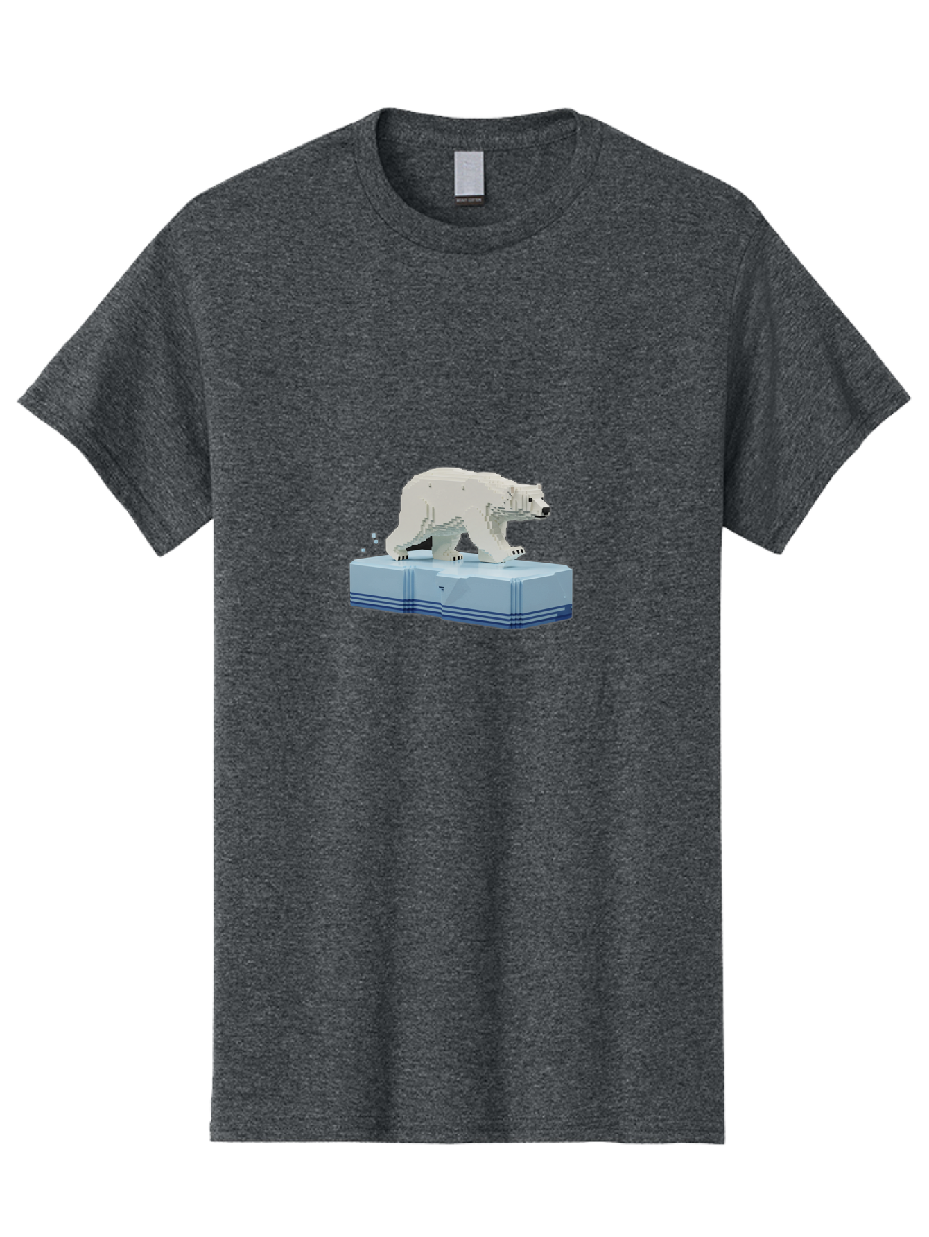 Polar-Bear-On-Iceberg-2 Men'S Graphic Tee, 100% Cotton, Comfortable Casual Summer Wear, Machine Washable, Polar Bear On Ice, 3D Model, White Bear, Arctic Wildlife, Frozen Landscape, Icy Platform, Digital Art, Low Poly, Pixelated Effect, Bae665