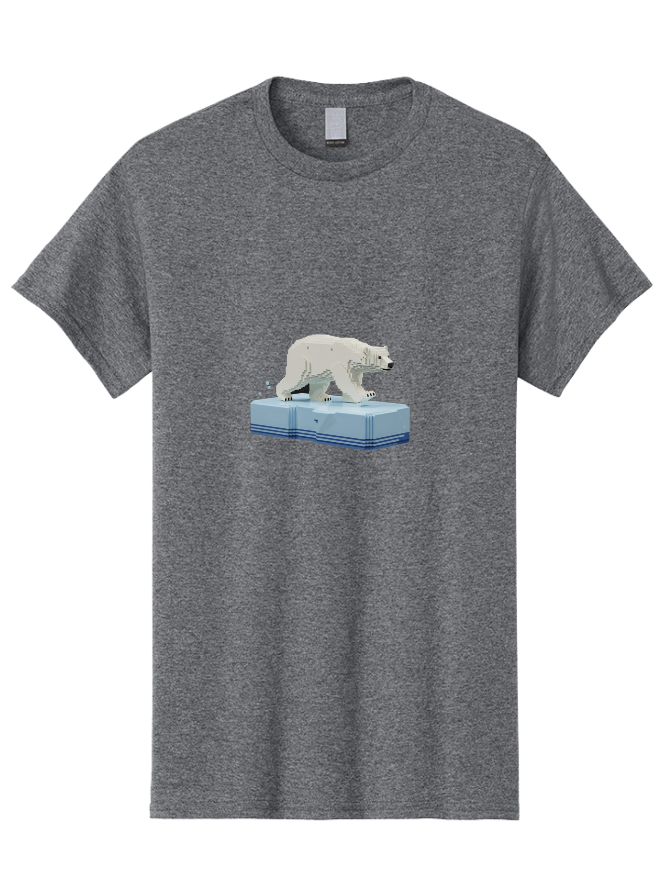 Polar-Bear-On-Iceberg-2 Men'S Graphic Tee, 100% Cotton, Comfortable Casual Summer Wear, Machine Washable, Polar Bear On Ice, 3D Model, White Bear, Arctic Wildlife, Frozen Landscape, Icy Platform, Digital Art, Low Poly, Pixelated Effect, Bae665
