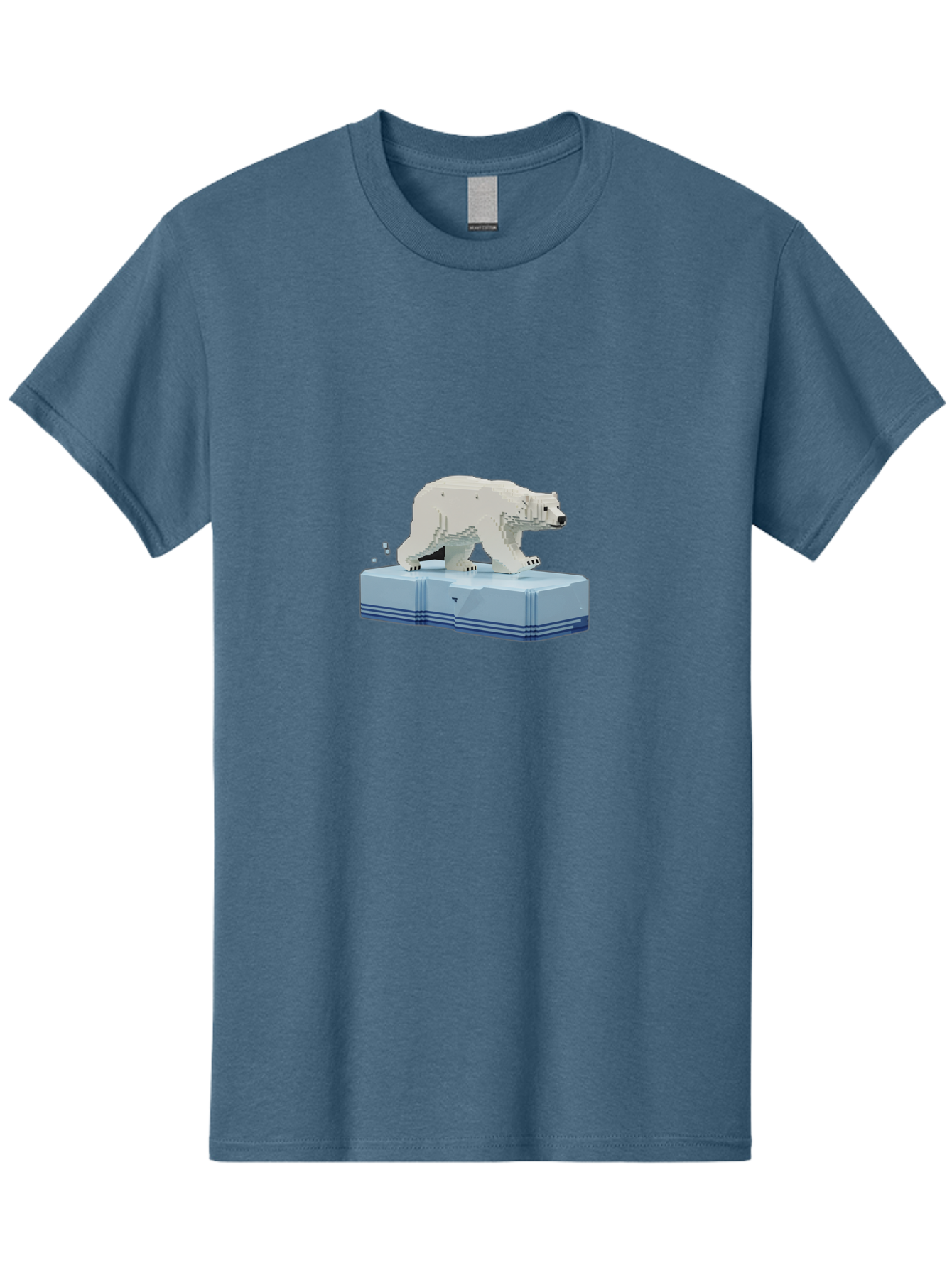 Polar-Bear-On-Iceberg-2 Men'S Graphic Tee, 100% Cotton, Comfortable Casual Summer Wear, Machine Washable, Polar Bear On Ice, 3D Model, White Bear, Arctic Wildlife, Frozen Landscape, Icy Platform, Digital Art, Low Poly, Pixelated Effect, Bae665