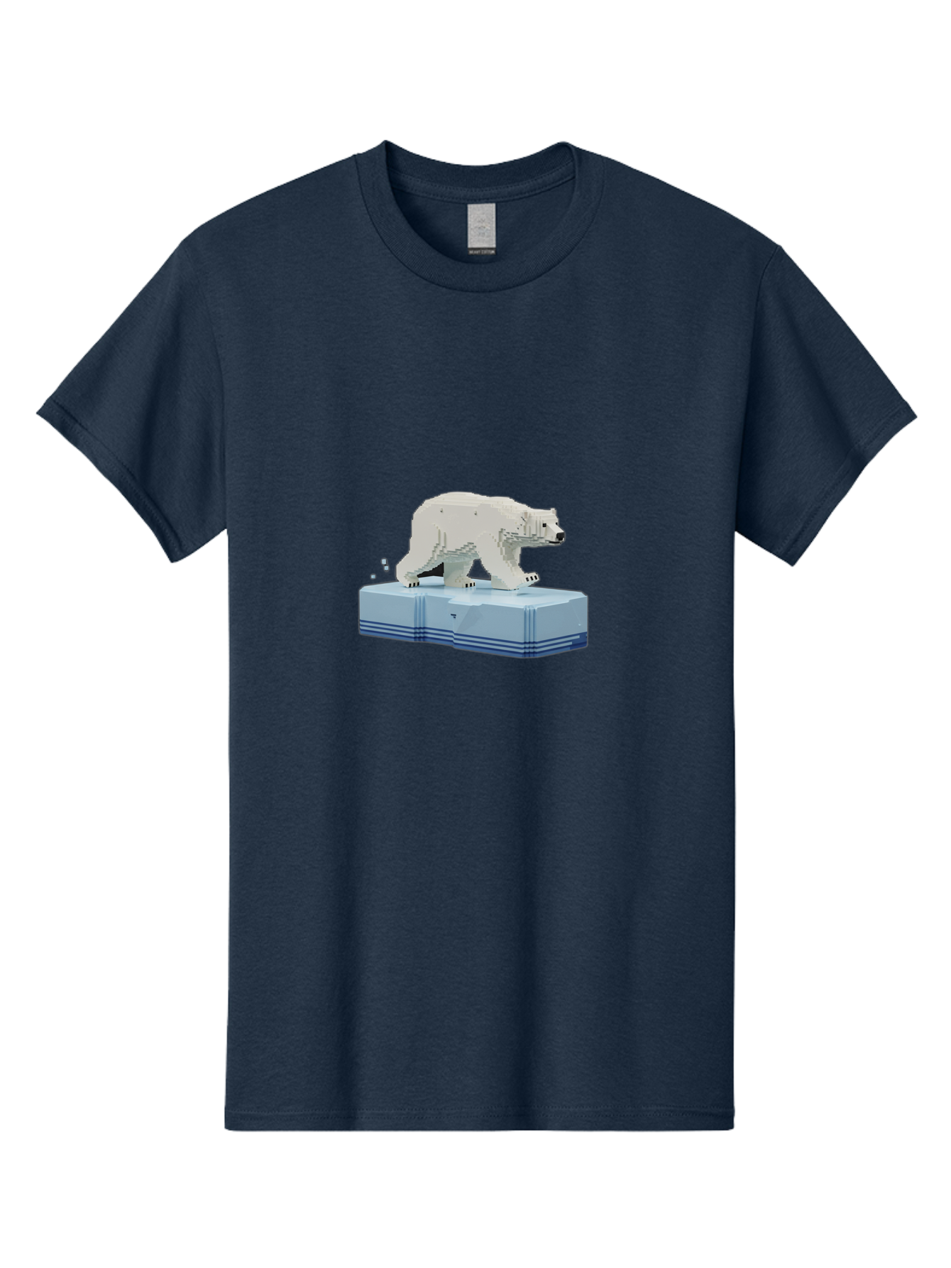 Polar-Bear-On-Iceberg-2 Men'S Graphic Tee, 100% Cotton, Comfortable Casual Summer Wear, Machine Washable, Polar Bear On Ice, 3D Model, White Bear, Arctic Wildlife, Frozen Landscape, Icy Platform, Digital Art, Low Poly, Pixelated Effect, Bae665
