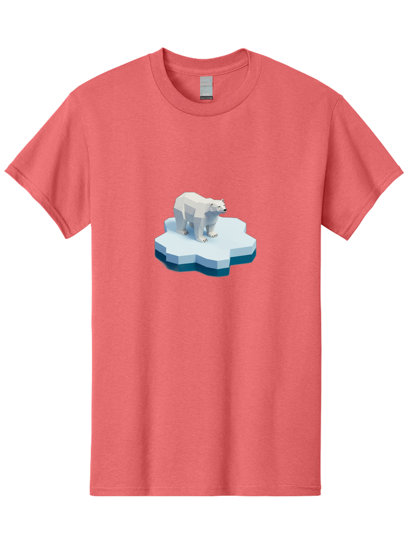 Polar-Bear-On-Iceberg Men'S Graphic Tee, 100% Cotton, Comfortable Casual Summer Wear, Machine Washable, Polar Bear On Iceberg, Low Poly Art, White Bear, Geometric Shapes, Icy Landscape, Arctic Wildlife, Climate Change, Cold Temperatures, Bae666