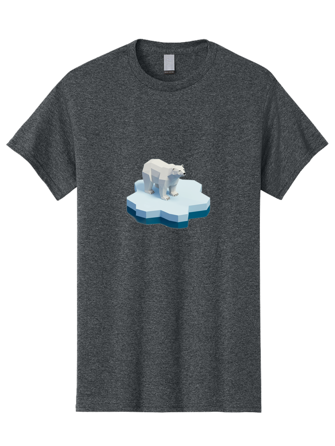 Polar-Bear-On-Iceberg Men'S Graphic Tee, 100% Cotton, Comfortable Casual Summer Wear, Machine Washable, Polar Bear On Iceberg, Low Poly Art, White Bear, Geometric Shapes, Icy Landscape, Arctic Wildlife, Climate Change, Cold Temperatures, Bae666