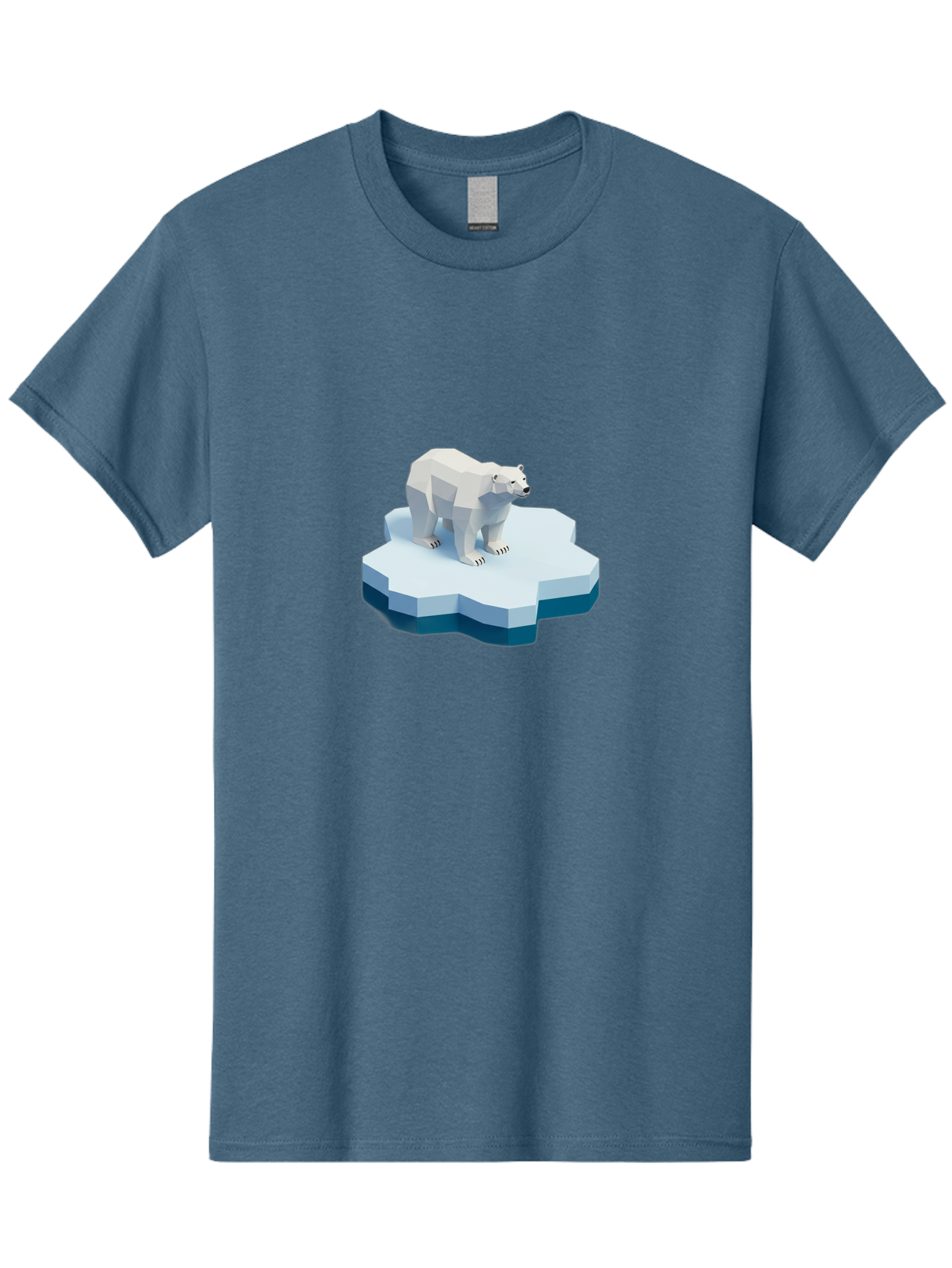Polar-Bear-On-Iceberg Men'S Graphic Tee, 100% Cotton, Comfortable Casual Summer Wear, Machine Washable, Polar Bear On Iceberg, Low Poly Art, White Bear, Geometric Shapes, Icy Landscape, Arctic Wildlife, Climate Change, Cold Temperatures, Bae666