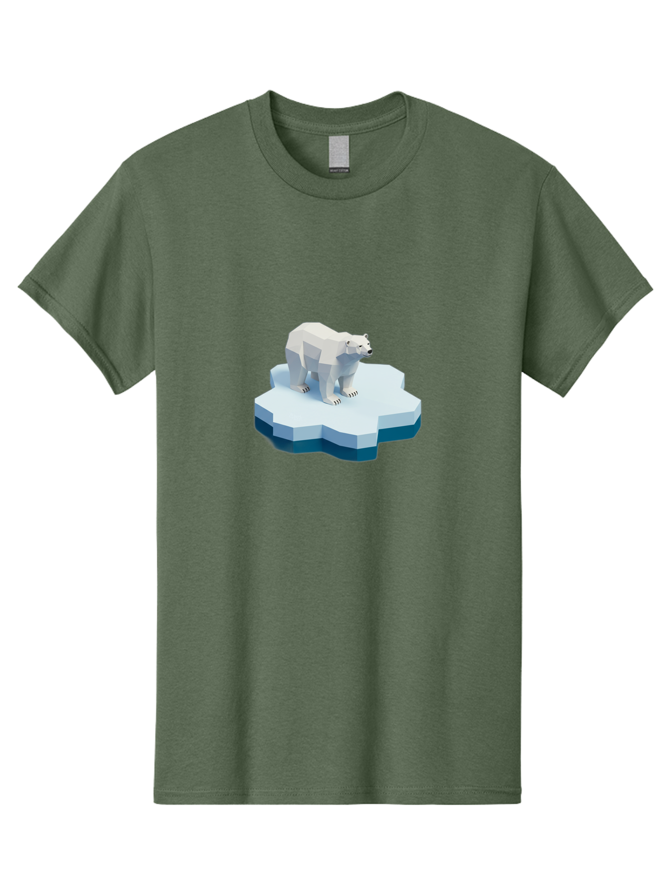 Polar-Bear-On-Iceberg Men'S Graphic Tee, 100% Cotton, Comfortable Casual Summer Wear, Machine Washable, Polar Bear On Iceberg, Low Poly Art, White Bear, Geometric Shapes, Icy Landscape, Arctic Wildlife, Climate Change, Cold Temperatures, Bae666