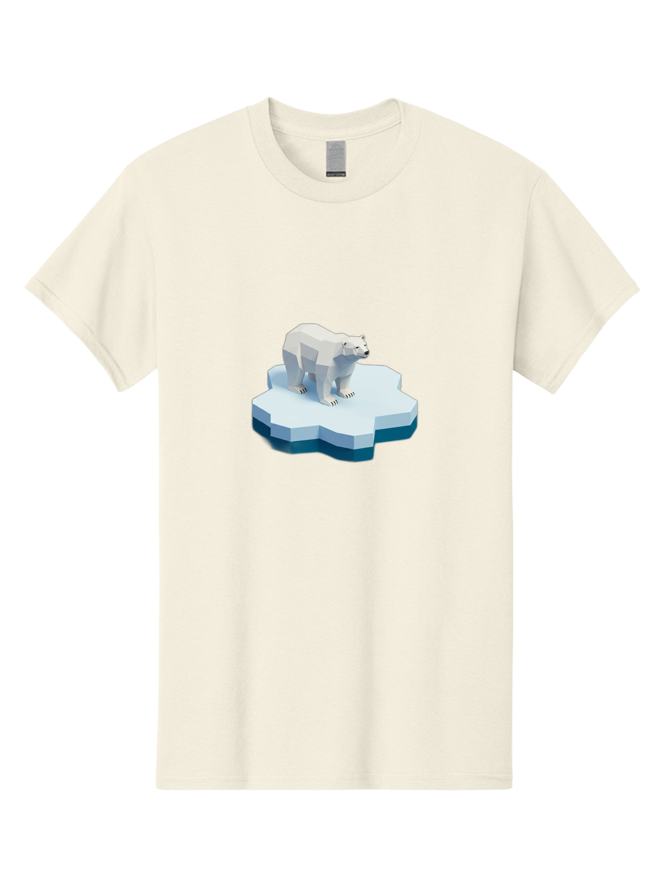 Polar-Bear-On-Iceberg Men'S Graphic Tee, 100% Cotton, Comfortable Casual Summer Wear, Machine Washable, Polar Bear On Iceberg, Low Poly Art, White Bear, Geometric Shapes, Icy Landscape, Arctic Wildlife, Climate Change, Cold Temperatures, Bae666