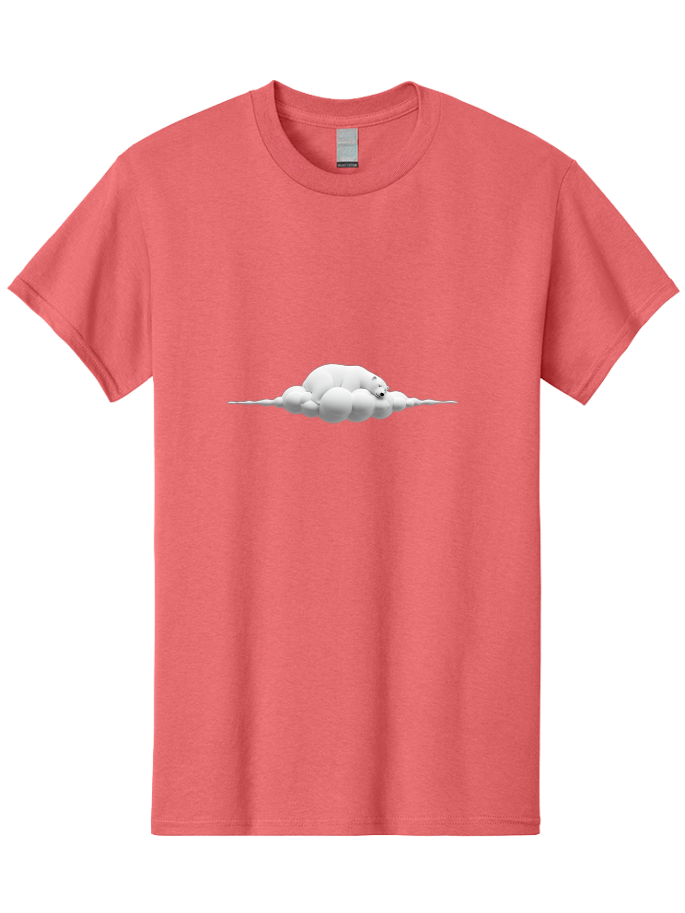 Polar-Bear-Sleeping-On-Cloud Men'S Graphic Tee, 100% Cotton, Comfortable Casual Summer Wear, Machine Washable, Sleeping Polar Bear, Fluffy Cloud, Peaceful Scene, Serene Atmosphere, Calming Image, Dreamy Landscape, Polar Bear On Cloud, Bae668