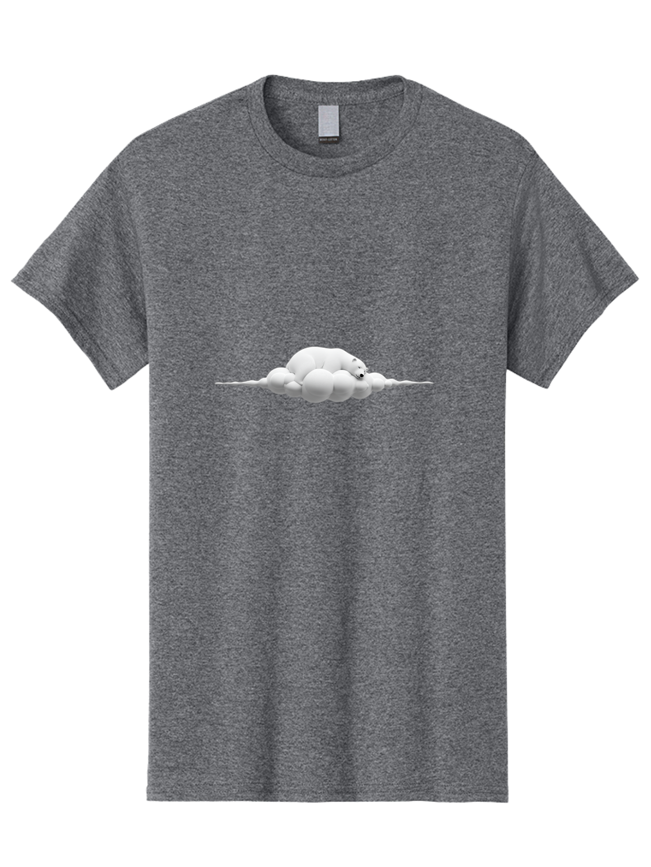 Polar-Bear-Sleeping-On-Cloud Men'S Graphic Tee, 100% Cotton, Comfortable Casual Summer Wear, Machine Washable, Sleeping Polar Bear, Fluffy Cloud, Peaceful Scene, Serene Atmosphere, Calming Image, Dreamy Landscape, Polar Bear On Cloud, Bae668