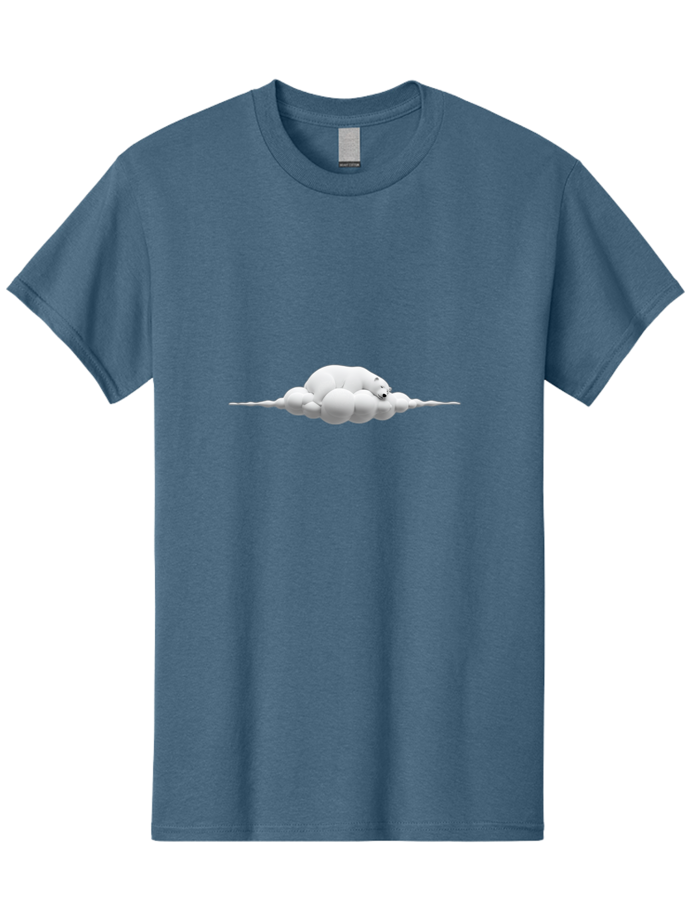 Polar-Bear-Sleeping-On-Cloud Men'S Graphic Tee, 100% Cotton, Comfortable Casual Summer Wear, Machine Washable, Sleeping Polar Bear, Fluffy Cloud, Peaceful Scene, Serene Atmosphere, Calming Image, Dreamy Landscape, Polar Bear On Cloud, Bae668