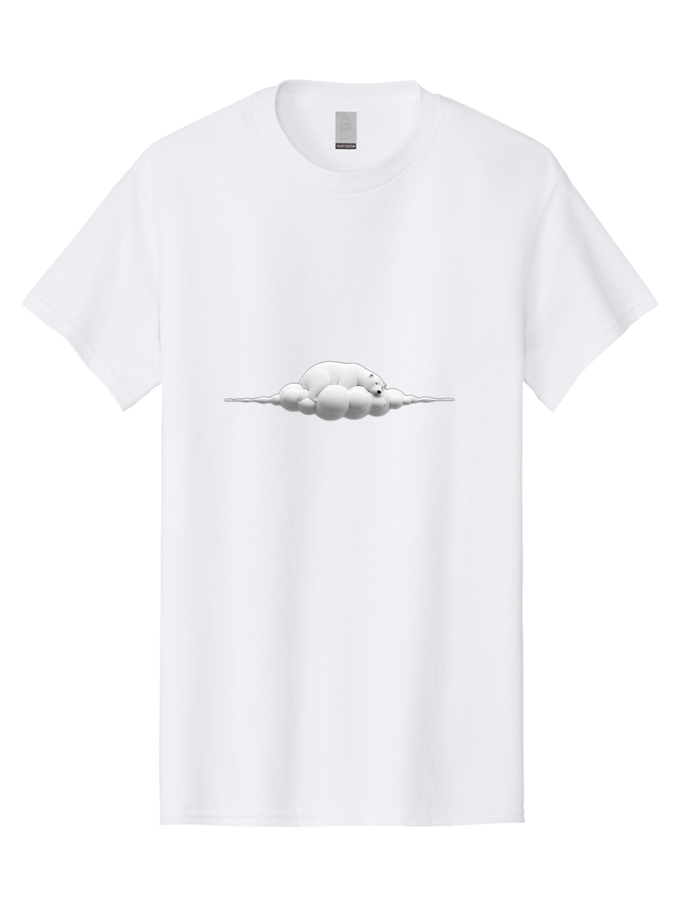 Polar-Bear-Sleeping-On-Cloud Men'S Graphic Tee, 100% Cotton, Comfortable Casual Summer Wear, Machine Washable, Sleeping Polar Bear, Fluffy Cloud, Peaceful Scene, Serene Atmosphere, Calming Image, Dreamy Landscape, Polar Bear On Cloud, Bae668