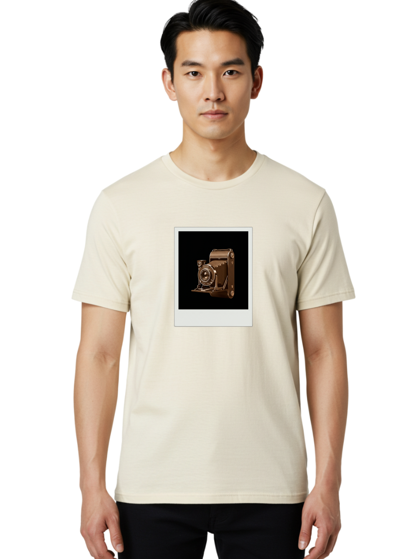 Polaroid-Camera-1 Men'S Graphic Tee, 100% Cotton, Comfortable Casual Summer Wear, Machine Washable, Vintage Camera, Old Photography Equipment, Retro Style, Antique Camera, Nostalgic Feel, Classic Design, Photography History, Instant Camera, Bae680
