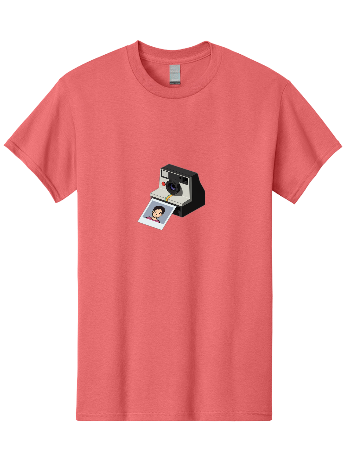 Polaroid-Camera-4 Men'S Graphic Tee, 100% Cotton, Comfortable Casual Summer Wear, Machine Washable, Polaroid Camera, Instant Photography, Retro Camera, Printed Photo, Smiling Man, Nostalgic Feel, Casual Portrait, Vintage Style Bae684