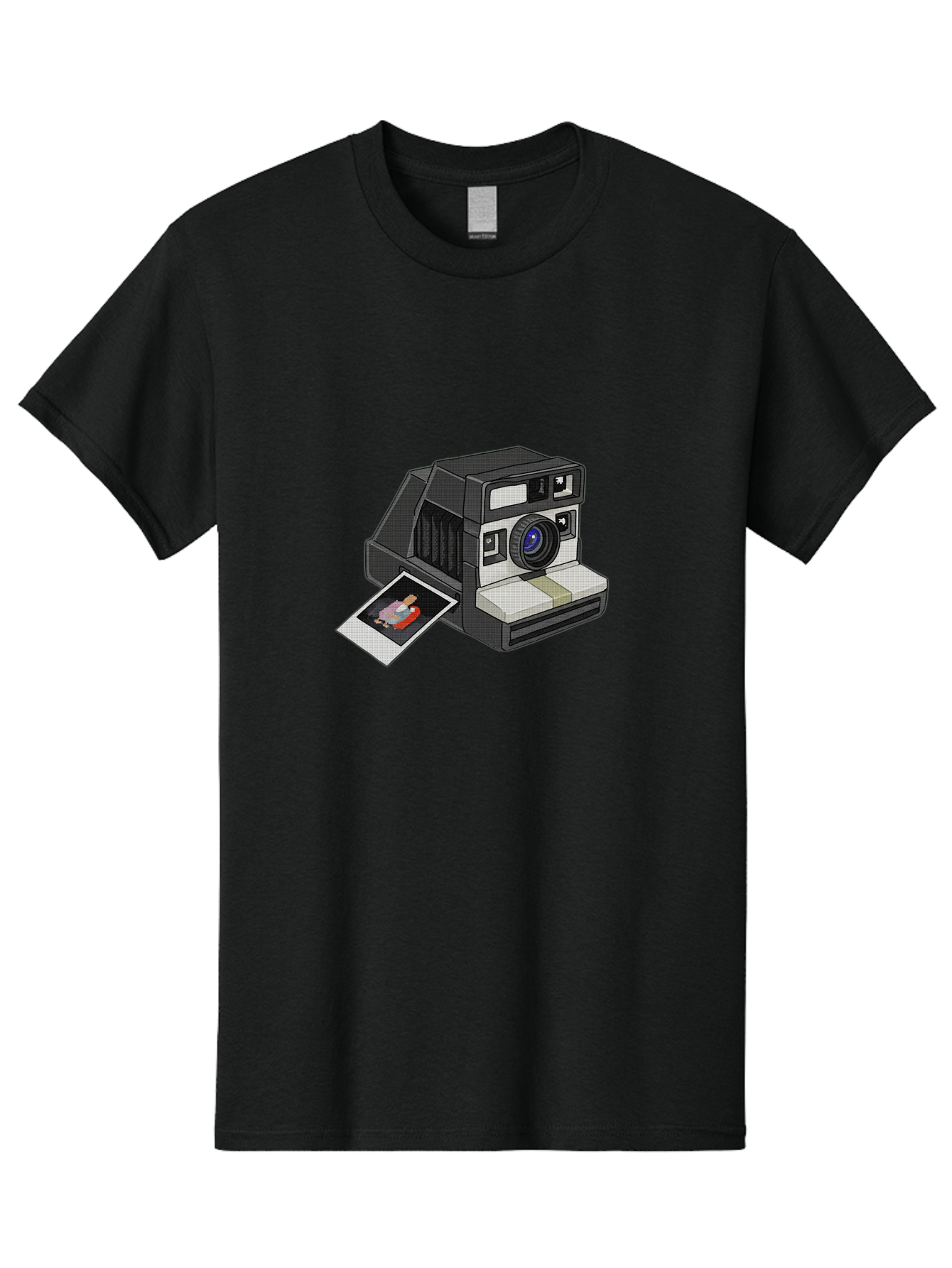 Polaroid-Camera-7 Men'S Graphic Tee, 100% Cotton, Comfortable Casual Summer Wear, Machine Washable, Polaroid Camera, Instant Photo, Nostalgic Technology, Retro Photography, Developed Picture, Square Format, Close-Up Shot, Digital Illustration Bae687