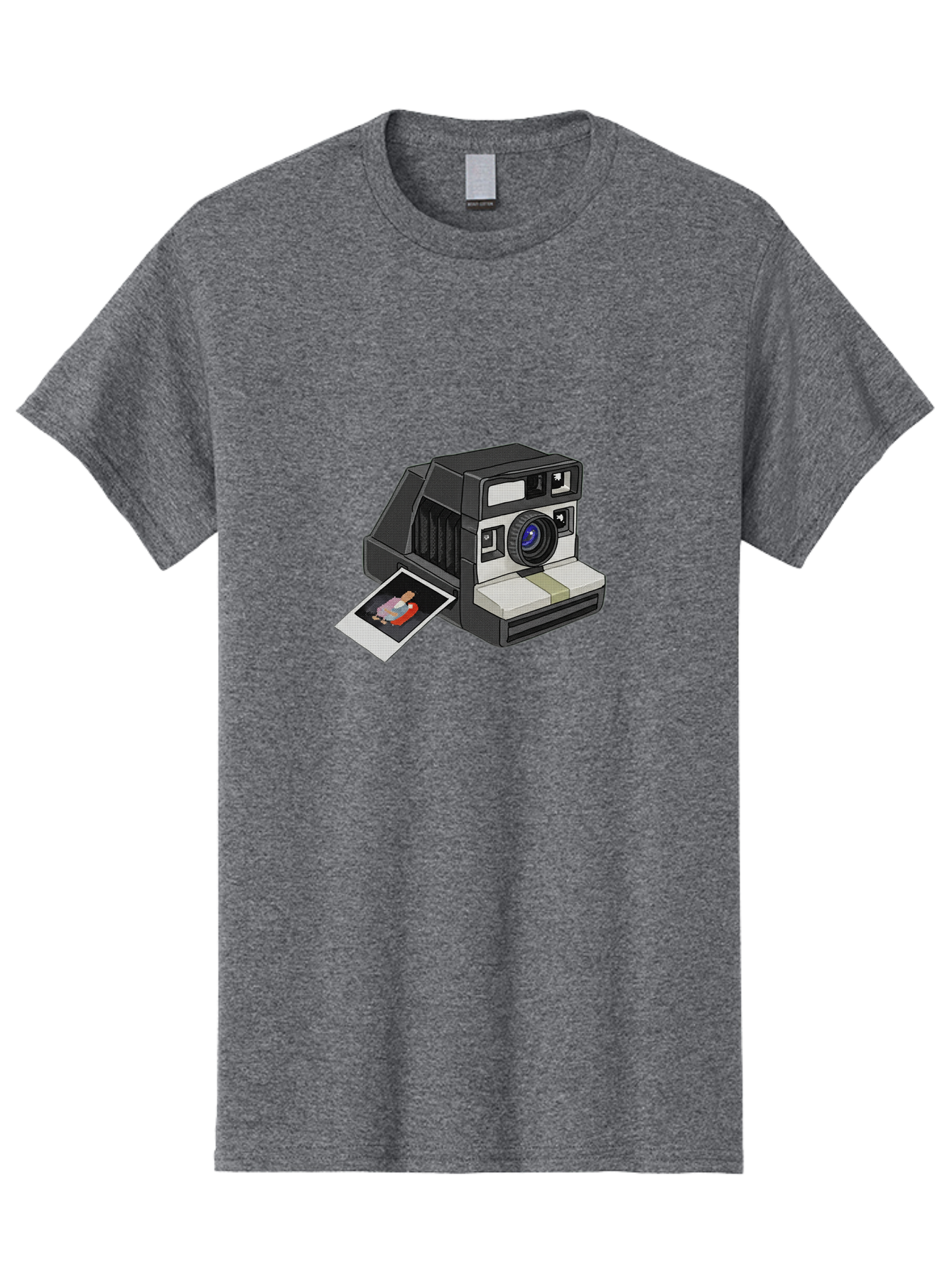 Polaroid-Camera-7 Men'S Graphic Tee, 100% Cotton, Comfortable Casual Summer Wear, Machine Washable, Polaroid Camera, Instant Photo, Nostalgic Technology, Retro Photography, Developed Picture, Square Format, Close-Up Shot, Digital Illustration Bae687