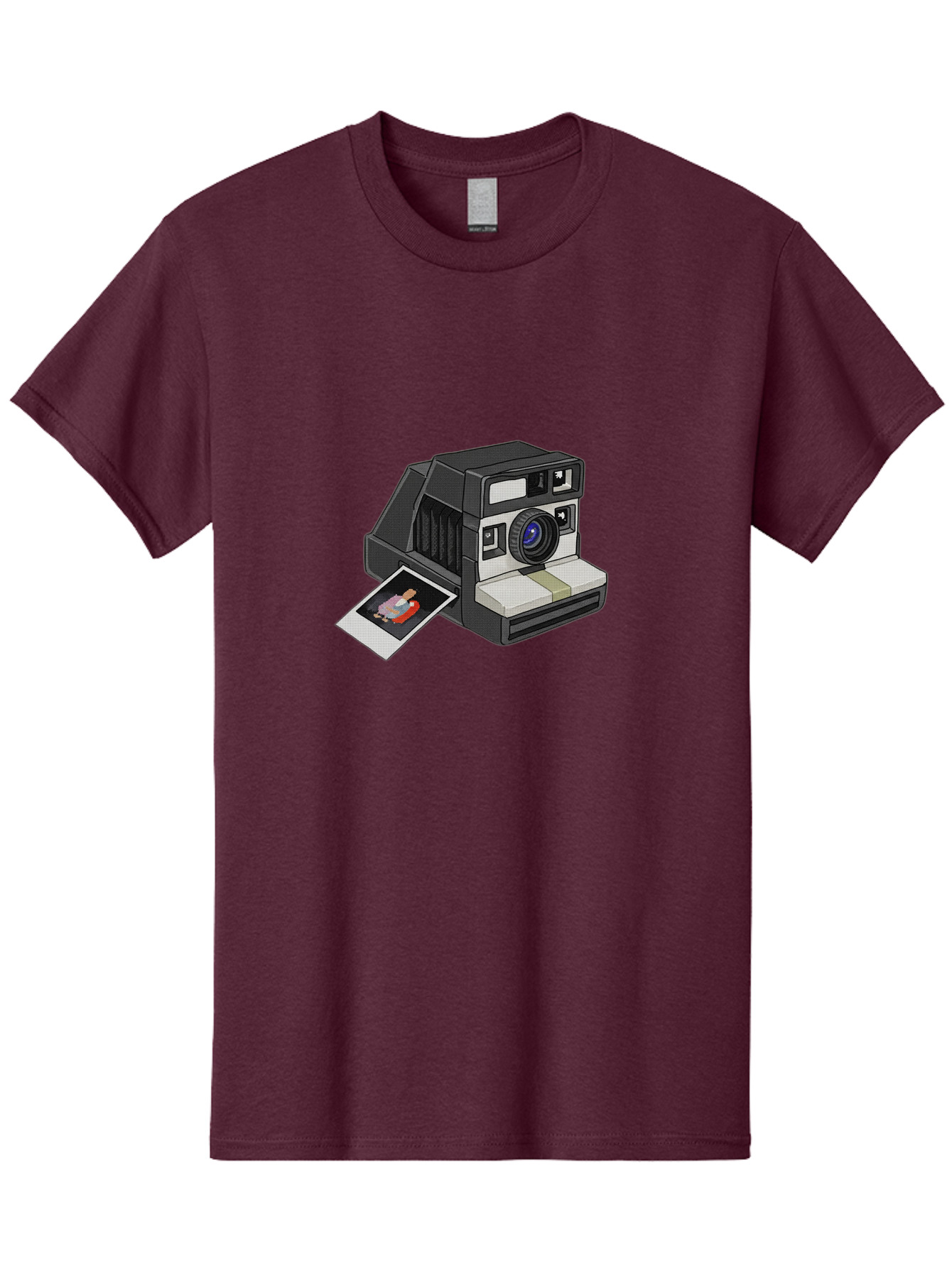 Polaroid-Camera-7 Men'S Graphic Tee, 100% Cotton, Comfortable Casual Summer Wear, Machine Washable, Polaroid Camera, Instant Photo, Nostalgic Technology, Retro Photography, Developed Picture, Square Format, Close-Up Shot, Digital Illustration Bae687