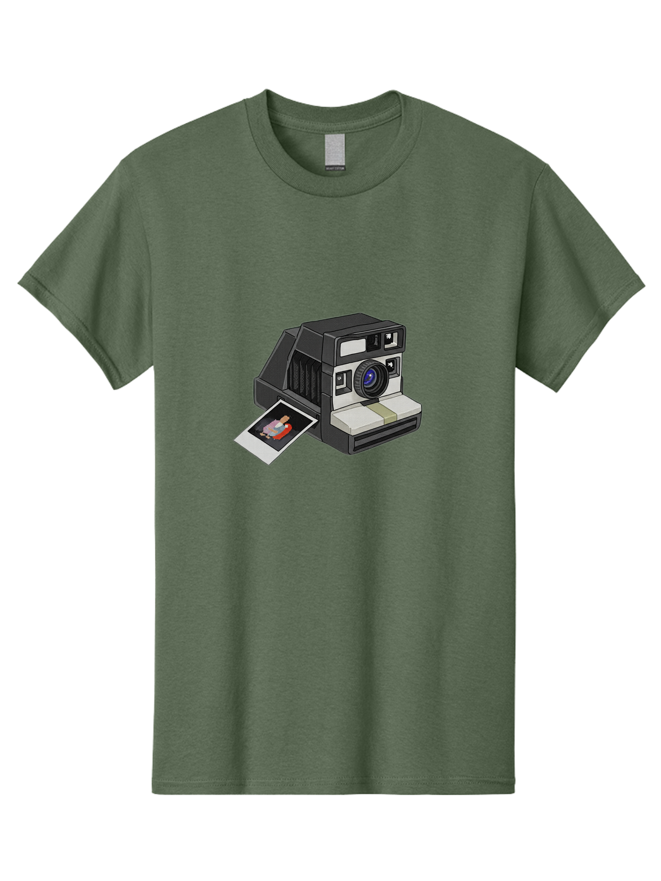 Polaroid-Camera-7 Men'S Graphic Tee, 100% Cotton, Comfortable Casual Summer Wear, Machine Washable, Polaroid Camera, Instant Photo, Nostalgic Technology, Retro Photography, Developed Picture, Square Format, Close-Up Shot, Digital Illustration Bae687
