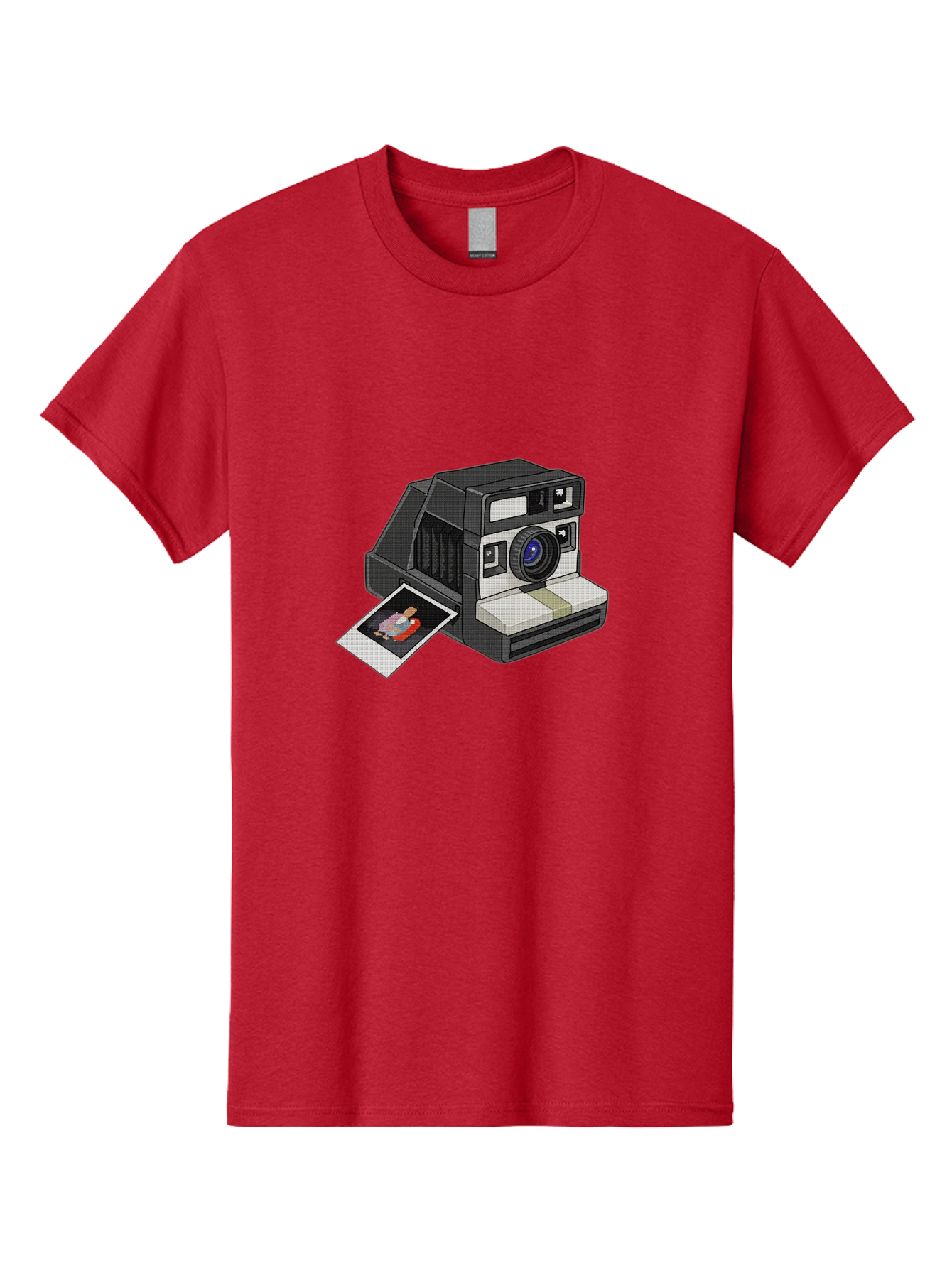 Polaroid-Camera-7 Men'S Graphic Tee, 100% Cotton, Comfortable Casual Summer Wear, Machine Washable, Polaroid Camera, Instant Photo, Nostalgic Technology, Retro Photography, Developed Picture, Square Format, Close-Up Shot, Digital Illustration Bae687