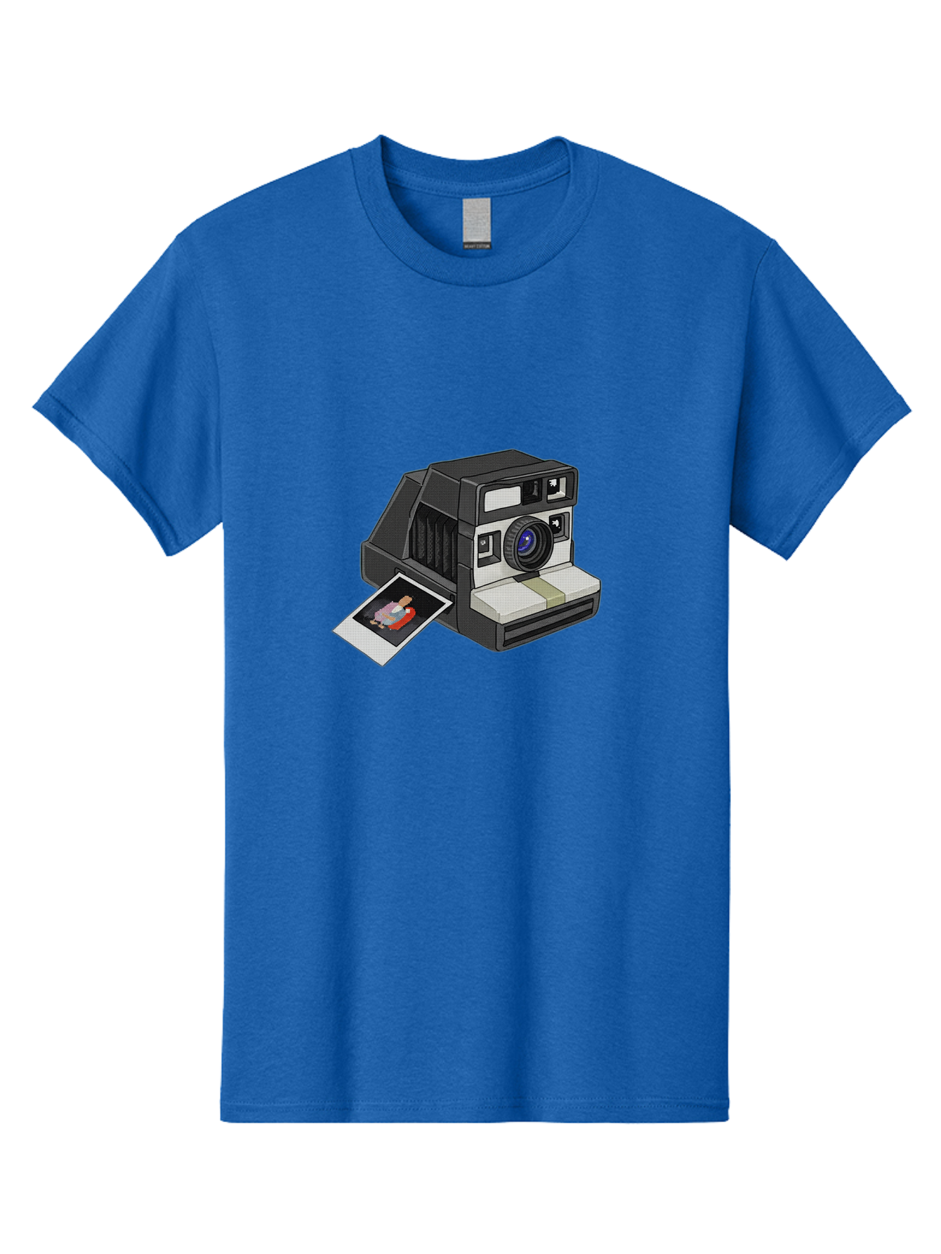 Polaroid-Camera-7 Men'S Graphic Tee, 100% Cotton, Comfortable Casual Summer Wear, Machine Washable, Polaroid Camera, Instant Photo, Nostalgic Technology, Retro Photography, Developed Picture, Square Format, Close-Up Shot, Digital Illustration Bae687