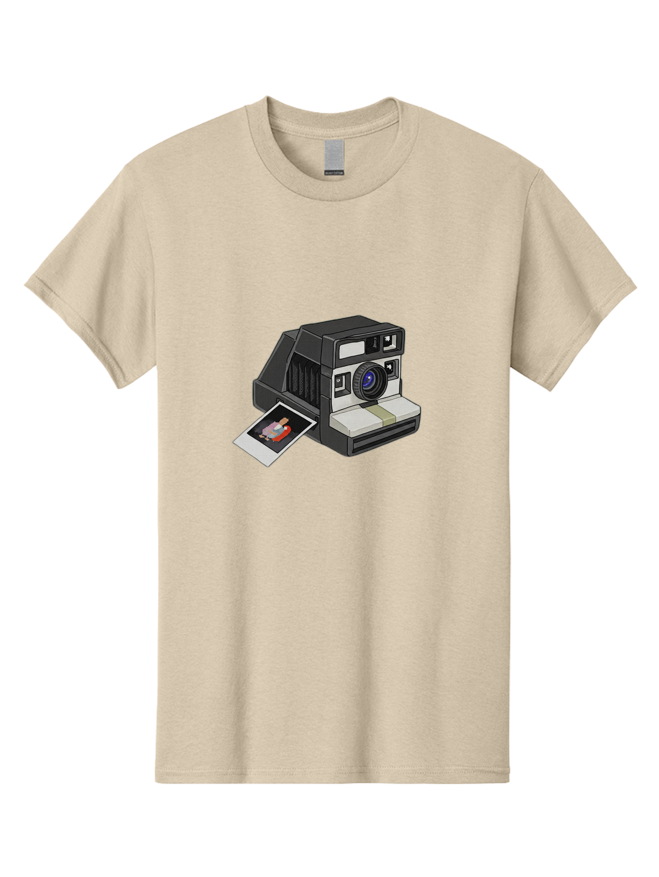 Polaroid-Camera-7 Men'S Graphic Tee, 100% Cotton, Comfortable Casual Summer Wear, Machine Washable, Polaroid Camera, Instant Photo, Nostalgic Technology, Retro Photography, Developed Picture, Square Format, Close-Up Shot, Digital Illustration Bae687