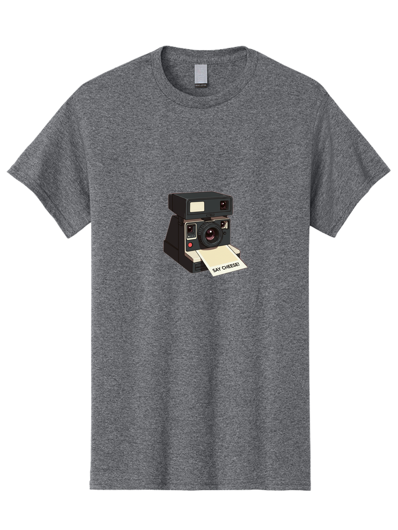 Polaroid-Camera Men'S Graphic Tee, 100% Cotton, Comfortable Casual Summer Wear, Machine Washable, Vintage Polaroid Camera, Instant Photography, Retro Style, Say Cheese Print, Nostalgic Feel, Photography Moment, Classic Design, Black Camera Bae690
