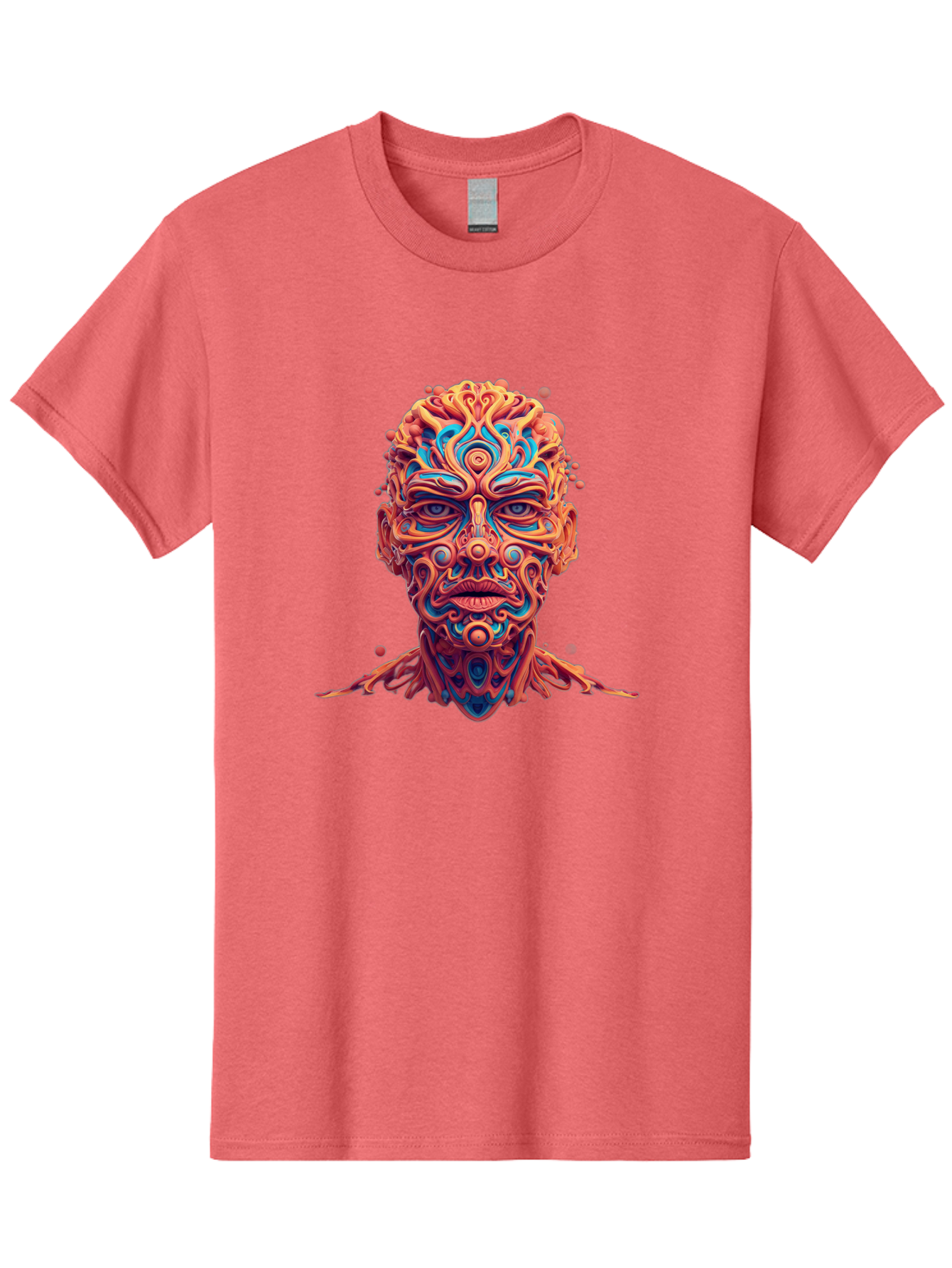 Psychedelic-Portrait Men'S Graphic Tee, 100% Cotton, Comfortable Casual Summer Wear, Machine Washable, Surreal Art, Psychedelic Patterns, Vibrant Colors, Abstract Design, Intricate Details, Futuristic Style, Vivid Imagery, Digital Art, Bae693