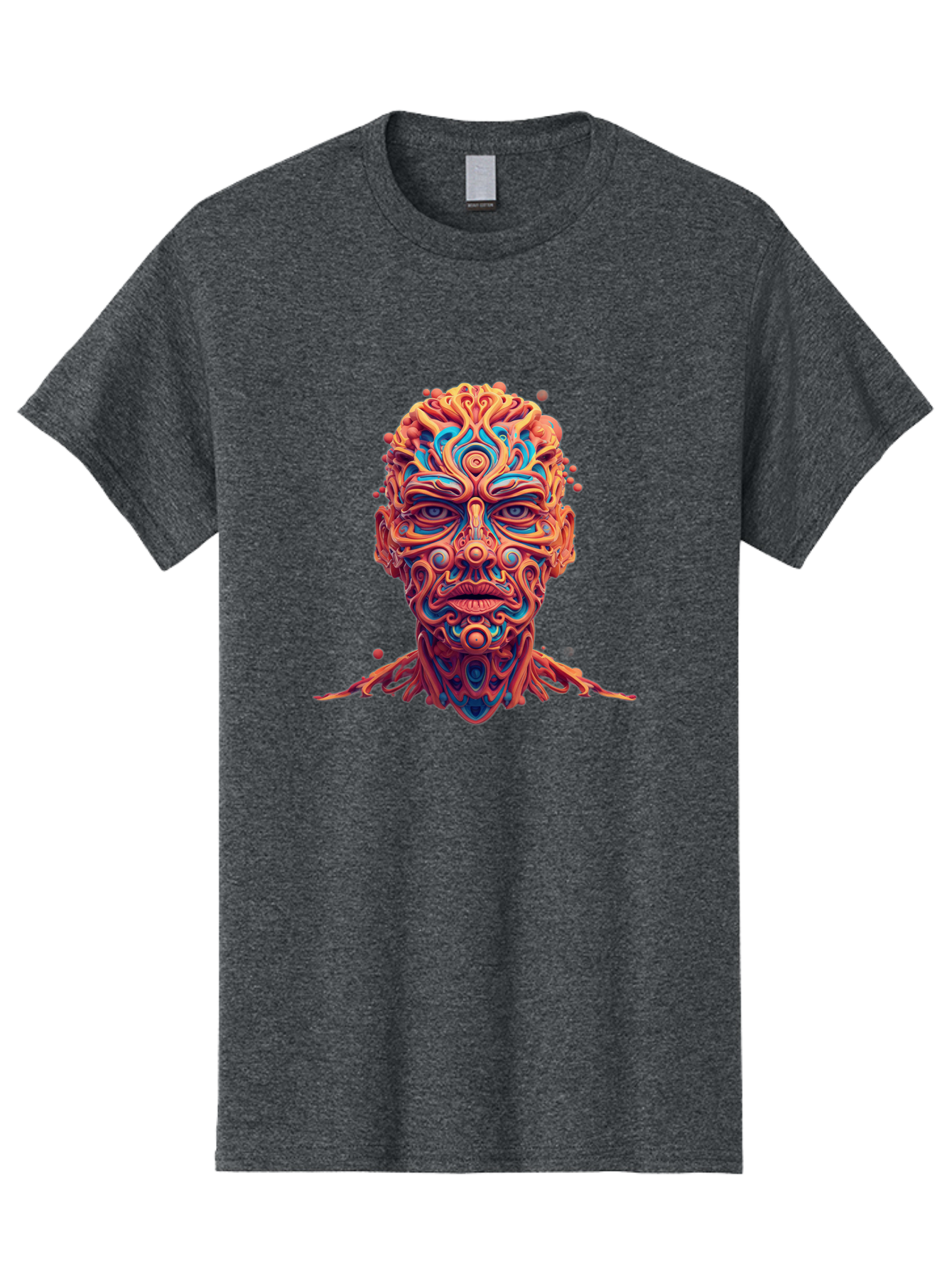Psychedelic-Portrait Men'S Graphic Tee, 100% Cotton, Comfortable Casual Summer Wear, Machine Washable, Surreal Art, Psychedelic Patterns, Vibrant Colors, Abstract Design, Intricate Details, Futuristic Style, Vivid Imagery, Digital Art, Bae693