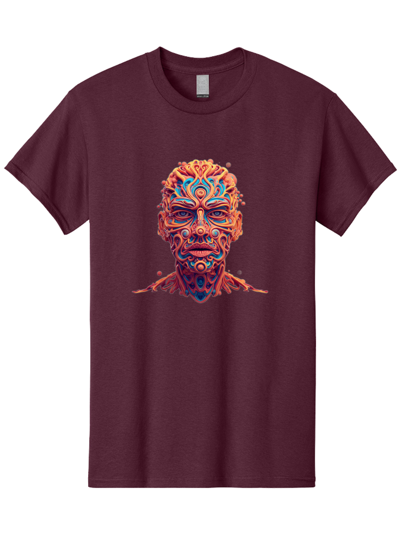 Psychedelic-Portrait Men'S Graphic Tee, 100% Cotton, Comfortable Casual Summer Wear, Machine Washable, Surreal Art, Psychedelic Patterns, Vibrant Colors, Abstract Design, Intricate Details, Futuristic Style, Vivid Imagery, Digital Art, Bae693