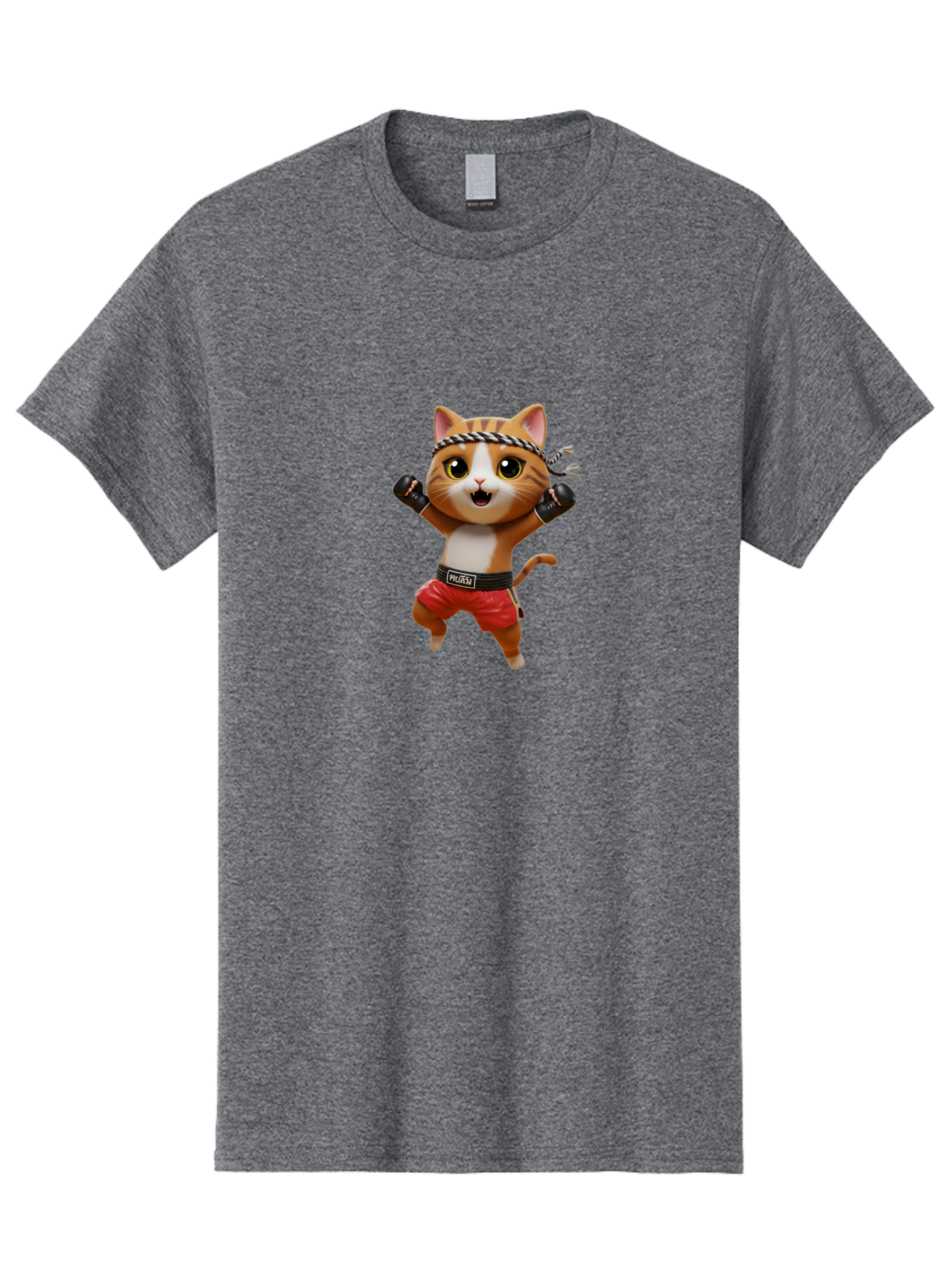 Puma-Cat Men'S Graphic Tee, 100% Cotton, Comfortable Casual Summer Wear, Machine Washable, Cartoon Cat In Boxing Attire, Pudim Belt, Boxing Gloves, Determined Expression, Funny Animal Character, Playful Design, Sports-Themed Illustration, Bae694