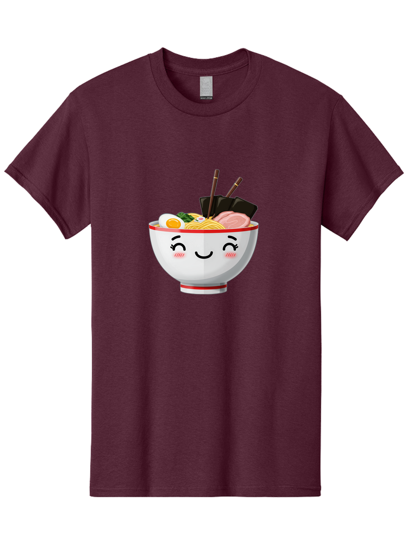 Ramen-1 Men'S Graphic Tee, 100% Cotton, Comfortable Casual Summer Wear, Machine Washable, Steaming Bowl Of Ramen, Savory Noodles, Boiled Egg, Sliced Pork, Seaweed, Chopsticks, Cute Cartoon Character, Japanese Cuisine, Food Illustration, Bae698