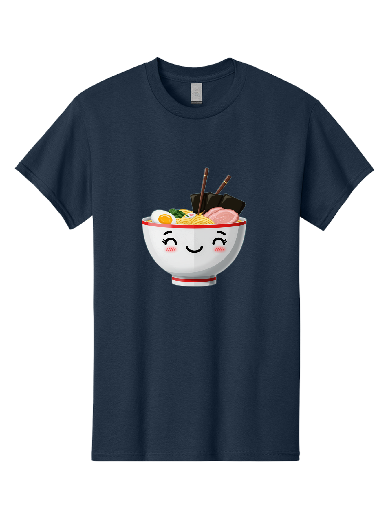 Ramen-1 Men'S Graphic Tee, 100% Cotton, Comfortable Casual Summer Wear, Machine Washable, Steaming Bowl Of Ramen, Savory Noodles, Boiled Egg, Sliced Pork, Seaweed, Chopsticks, Cute Cartoon Character, Japanese Cuisine, Food Illustration, Bae698