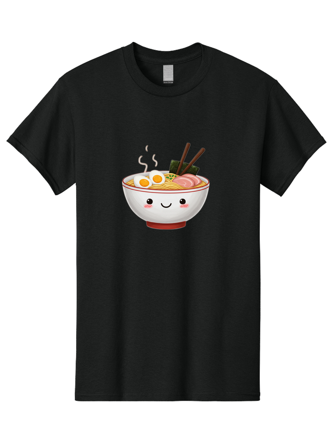 Ramen-2 Men'S Graphic Tee, 100% Cotton, Comfortable Casual Summer Wear, Machine Washable, Steaming Hot Ramen, Cartoon Bowl, Noodles, Eggs, Meat Slices, Seaweed, Chopsticks, Adorable, Kawaii, Japanese Cuisine, Foodie Art, Cute Character Bae699