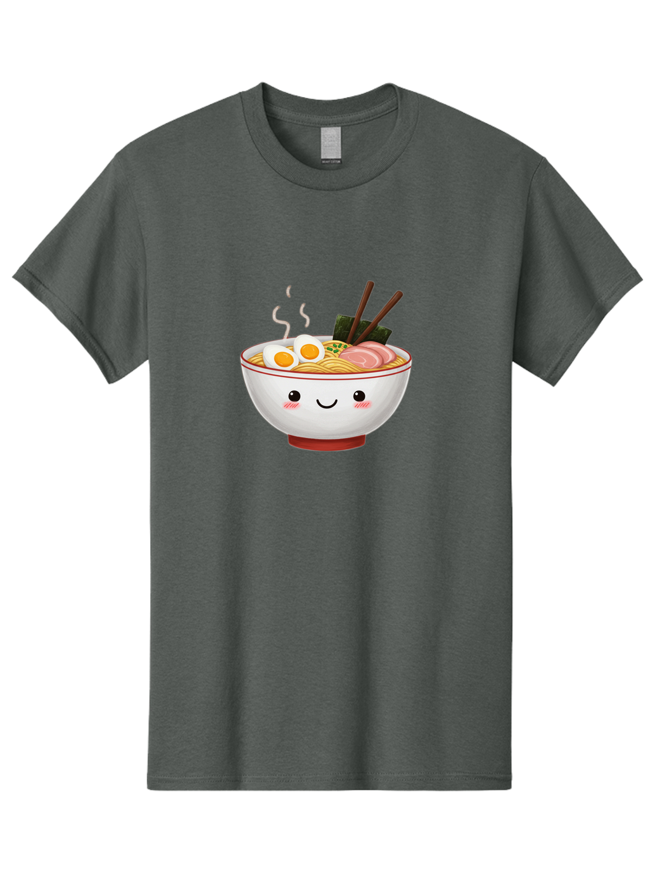 Ramen-2 Men'S Graphic Tee, 100% Cotton, Comfortable Casual Summer Wear, Machine Washable, Steaming Hot Ramen, Cartoon Bowl, Noodles, Eggs, Meat Slices, Seaweed, Chopsticks, Adorable, Kawaii, Japanese Cuisine, Foodie Art, Cute Character Bae699