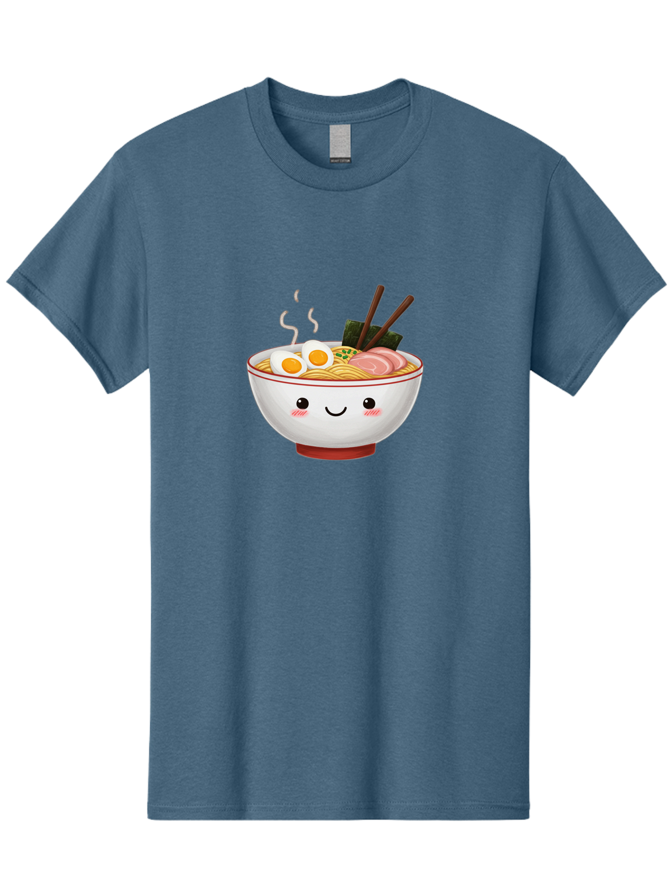 Ramen-2 Men'S Graphic Tee, 100% Cotton, Comfortable Casual Summer Wear, Machine Washable, Steaming Hot Ramen, Cartoon Bowl, Noodles, Eggs, Meat Slices, Seaweed, Chopsticks, Adorable, Kawaii, Japanese Cuisine, Foodie Art, Cute Character Bae699